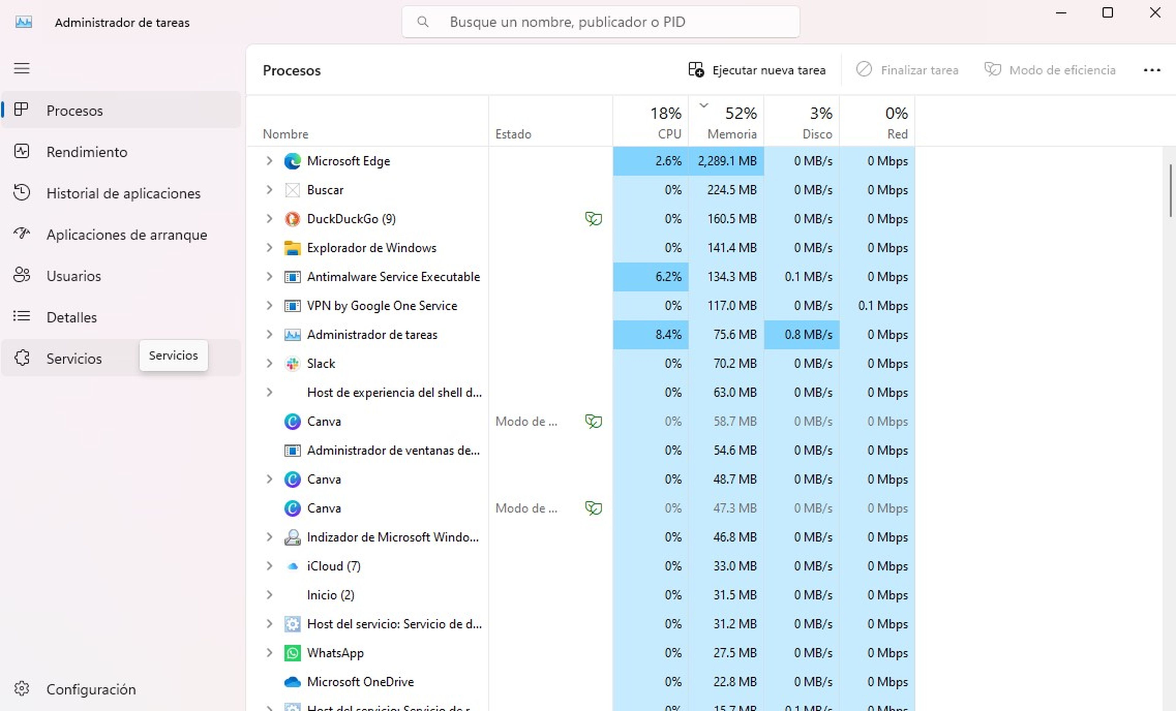 Desactiva programas que se ejecutan en segundo plano