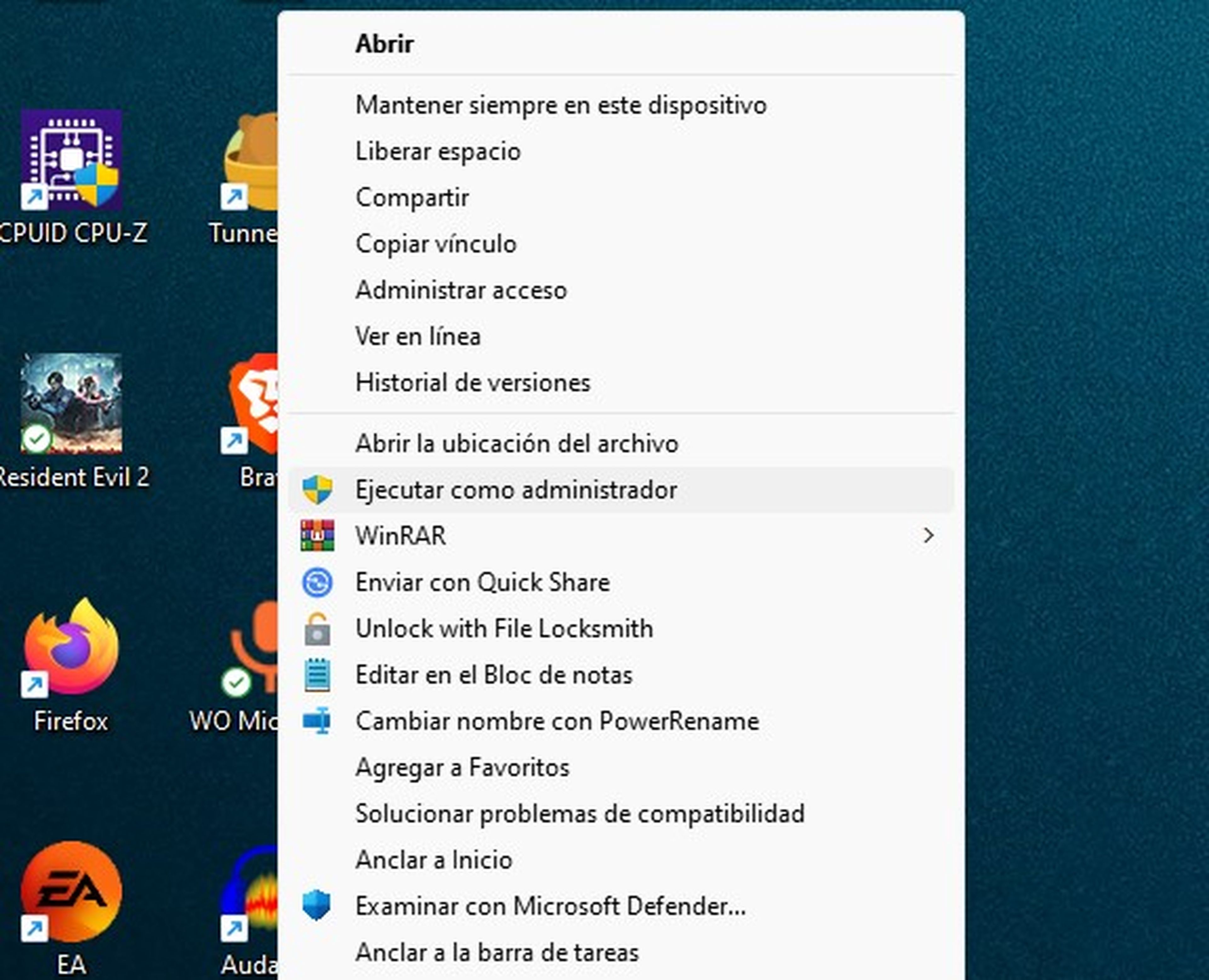 Ejecutar un programa como administrador desde el escritorio de Windows 11