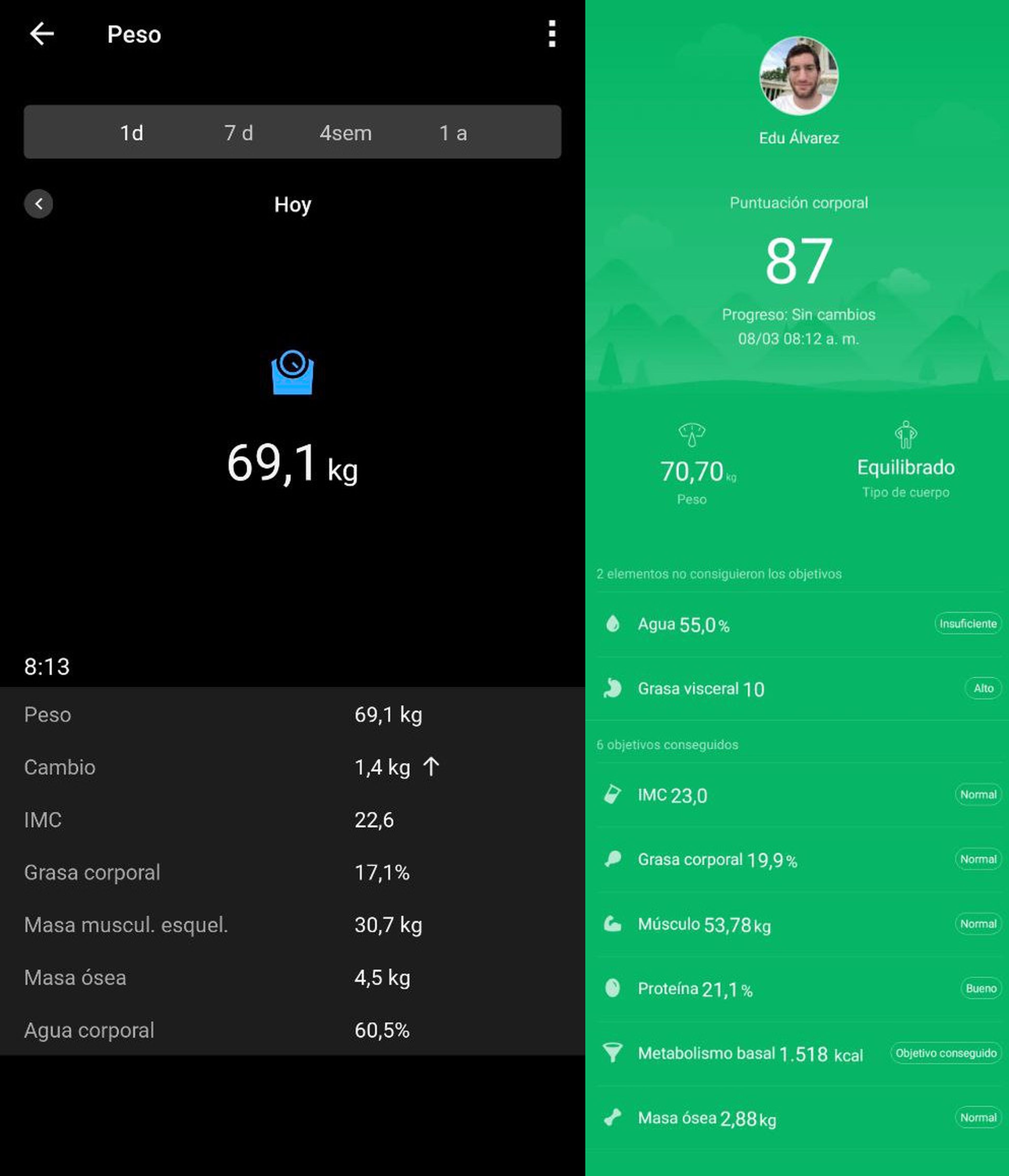 Izquierda: Garmin Index S2 | Derecha: Xiaomi Mi Body Composition Scale 2.