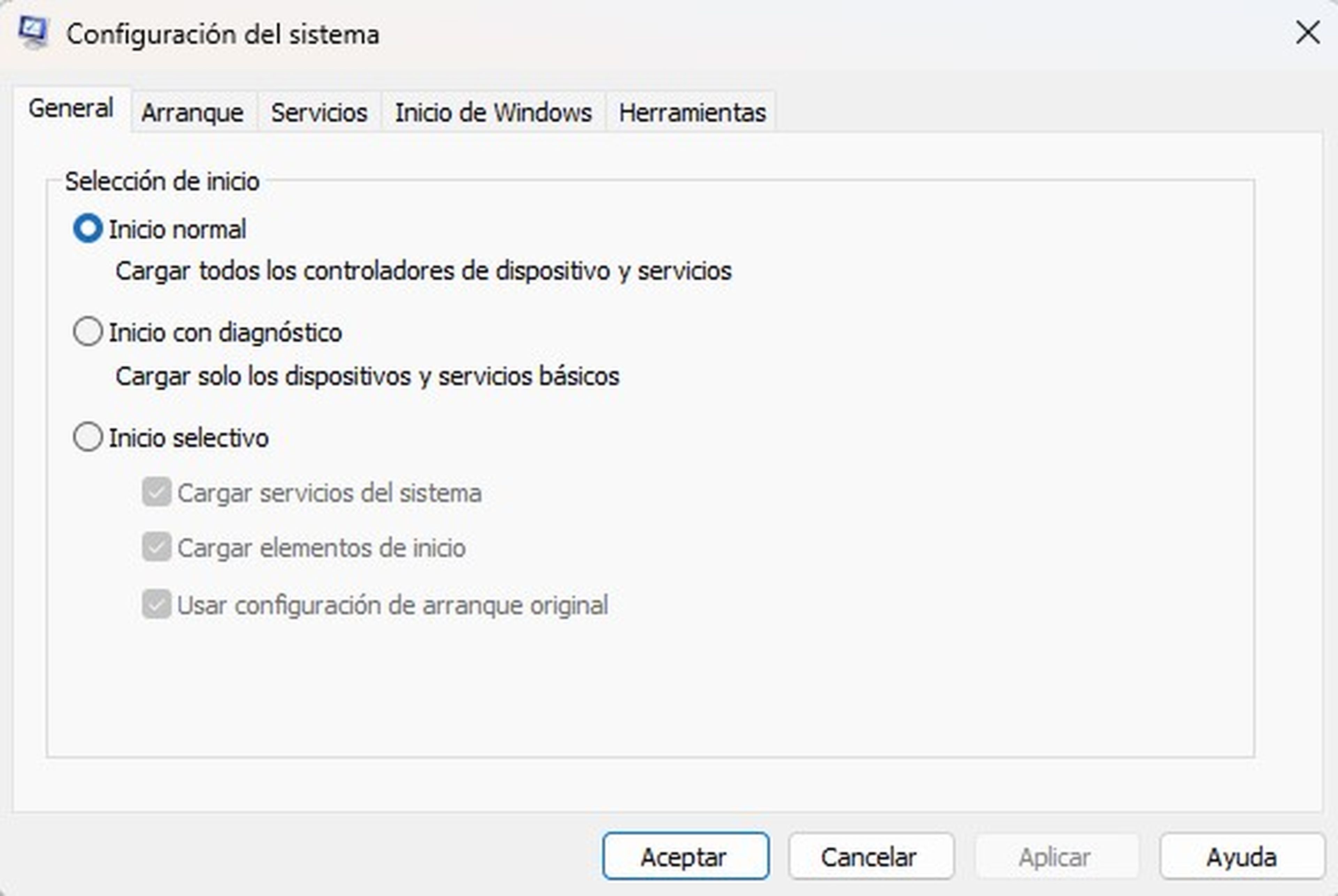 Inicio normal en Windows 11