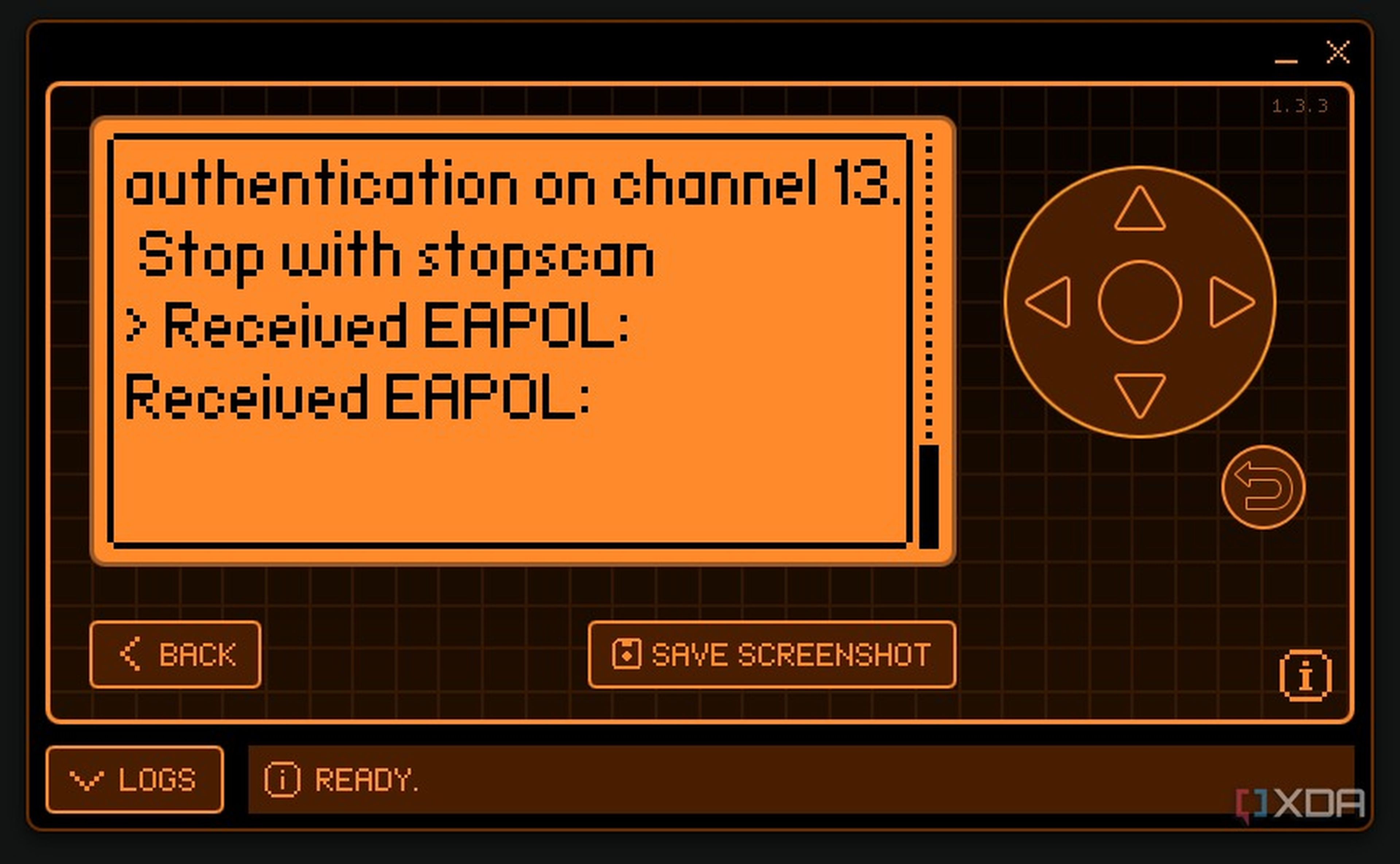Mensaje EAPOL en la pantalla Flipper Zero
