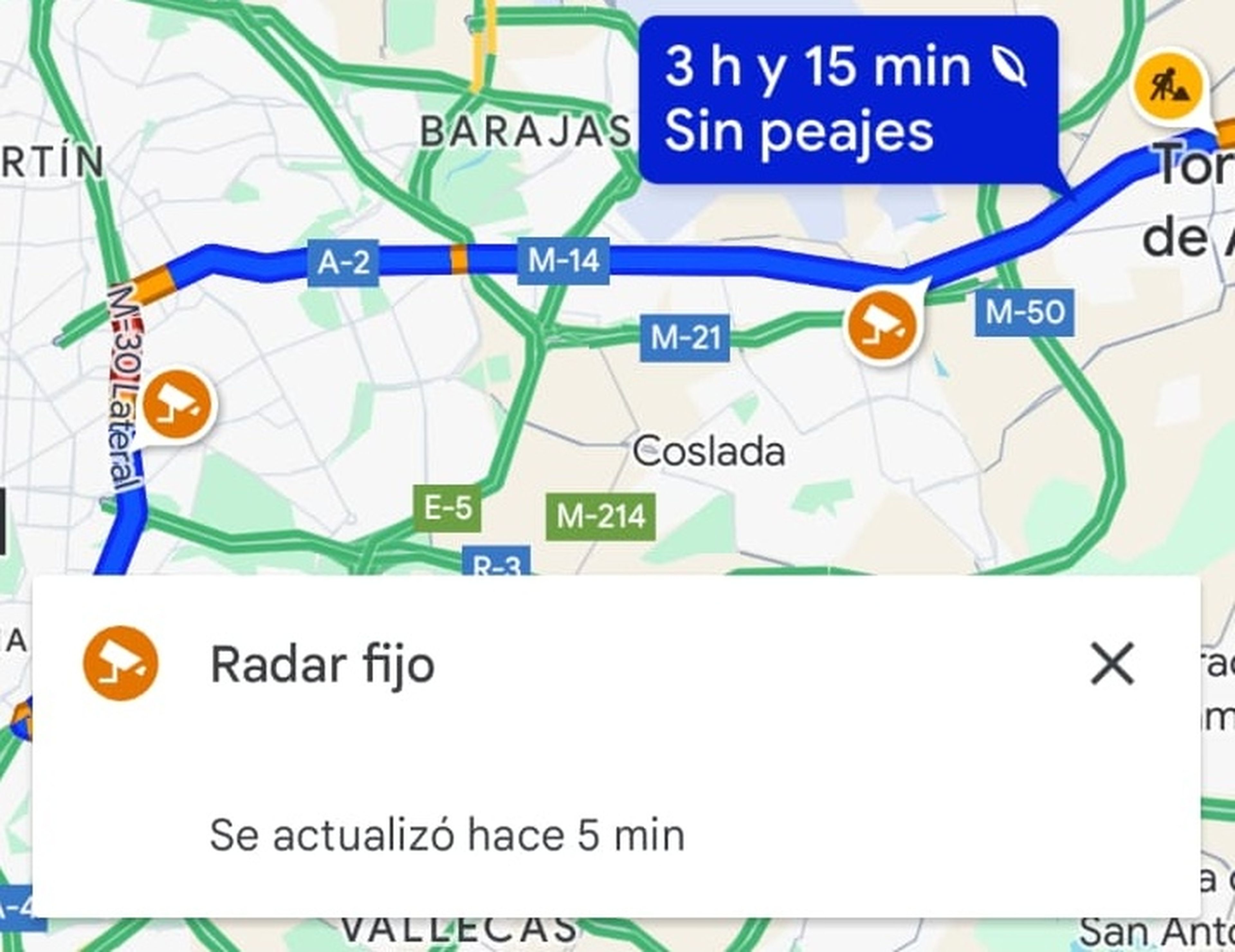 Radar fijo en Google Maps