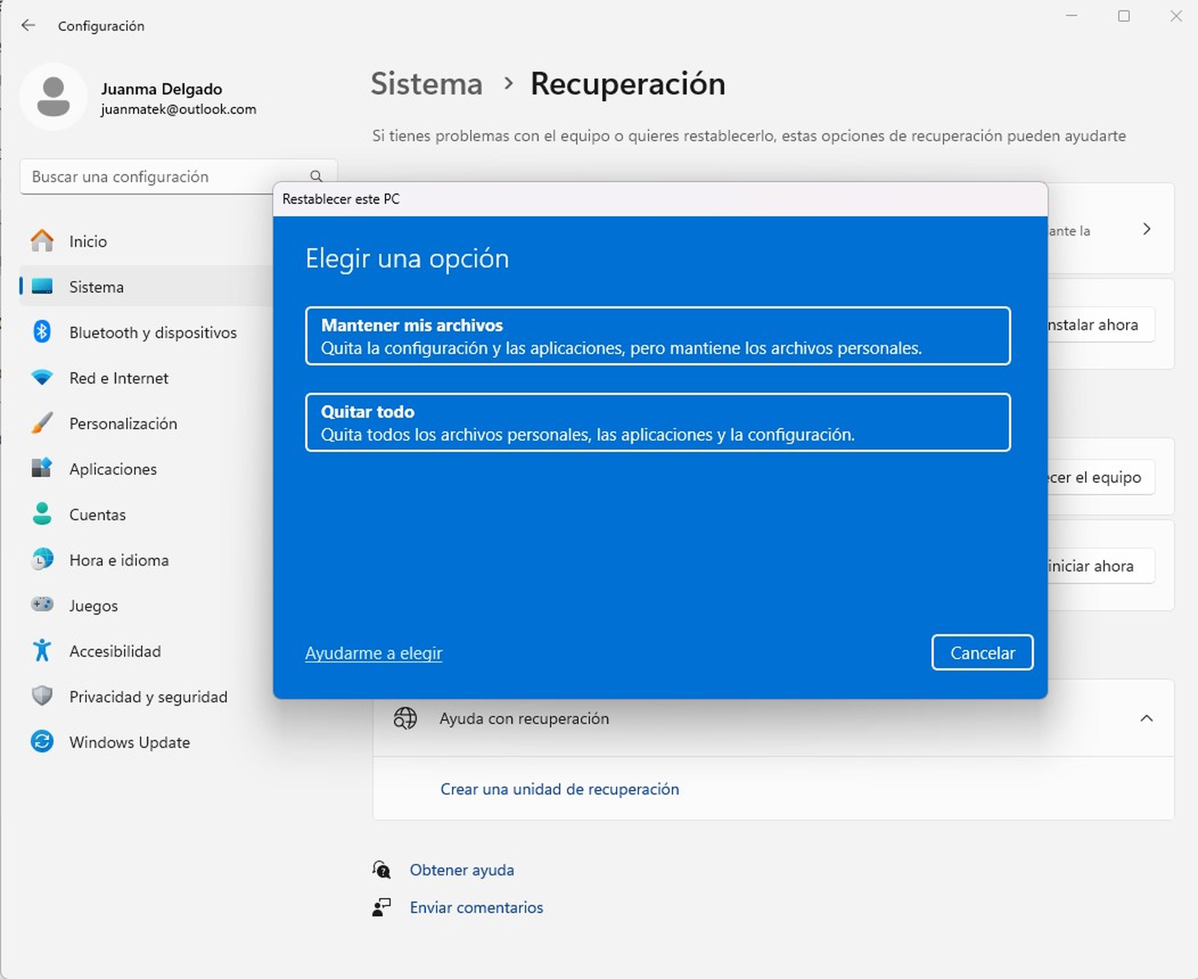 Reinstalar o actualizar el sistema operativo