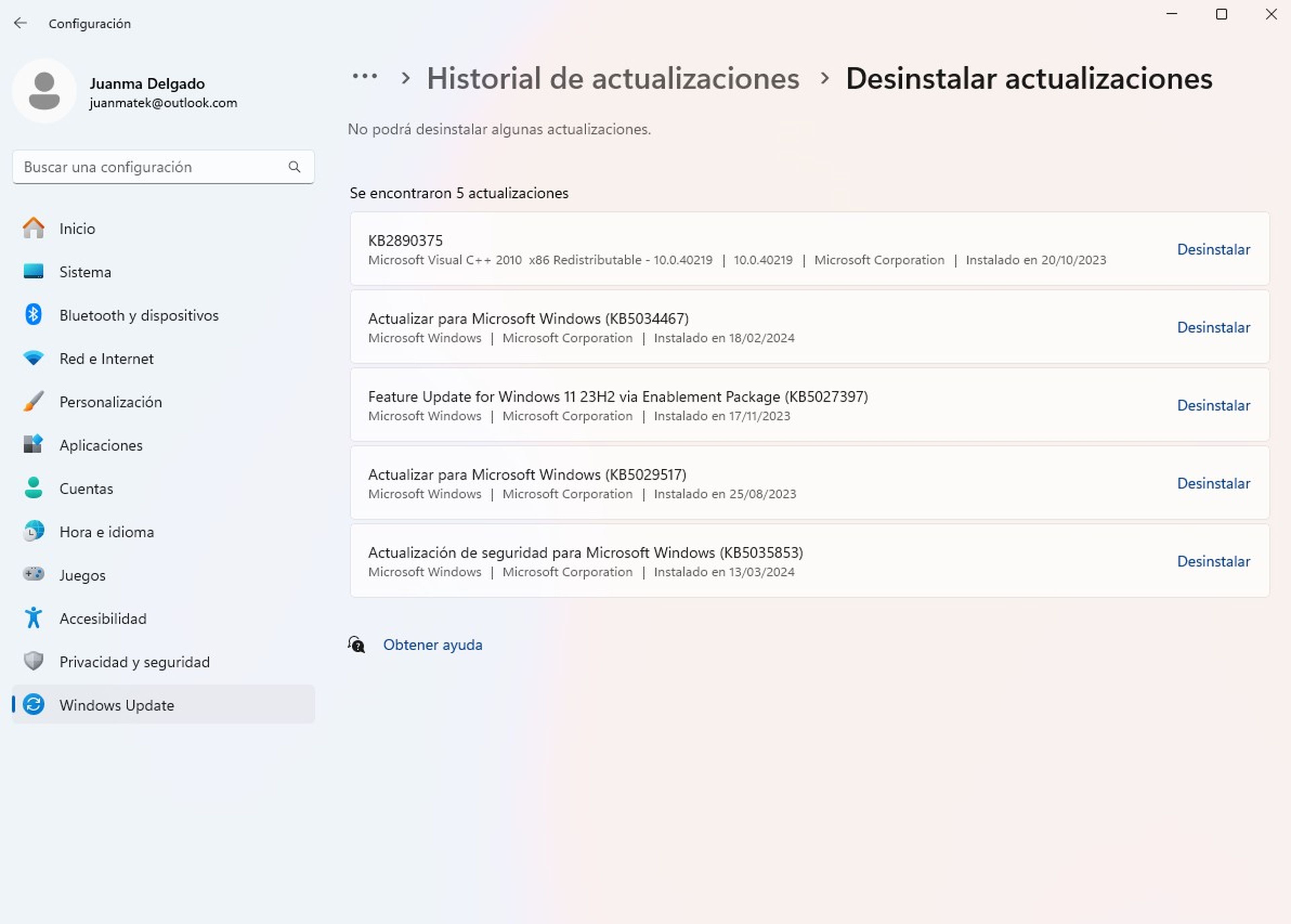 Revertir actualización de Windows 11