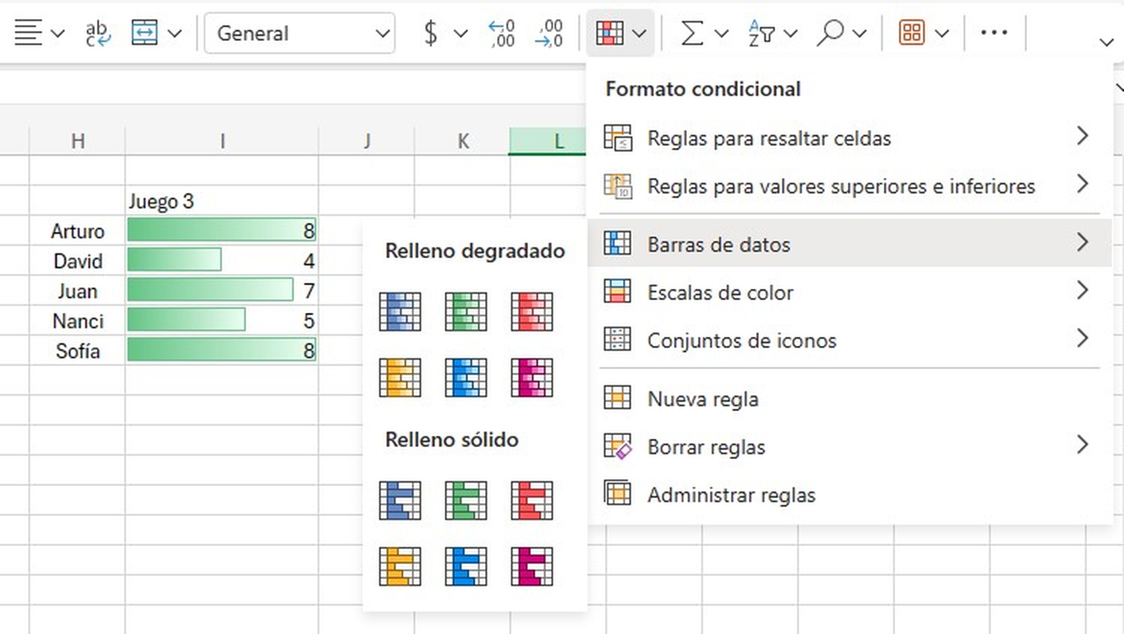 Barras de datos