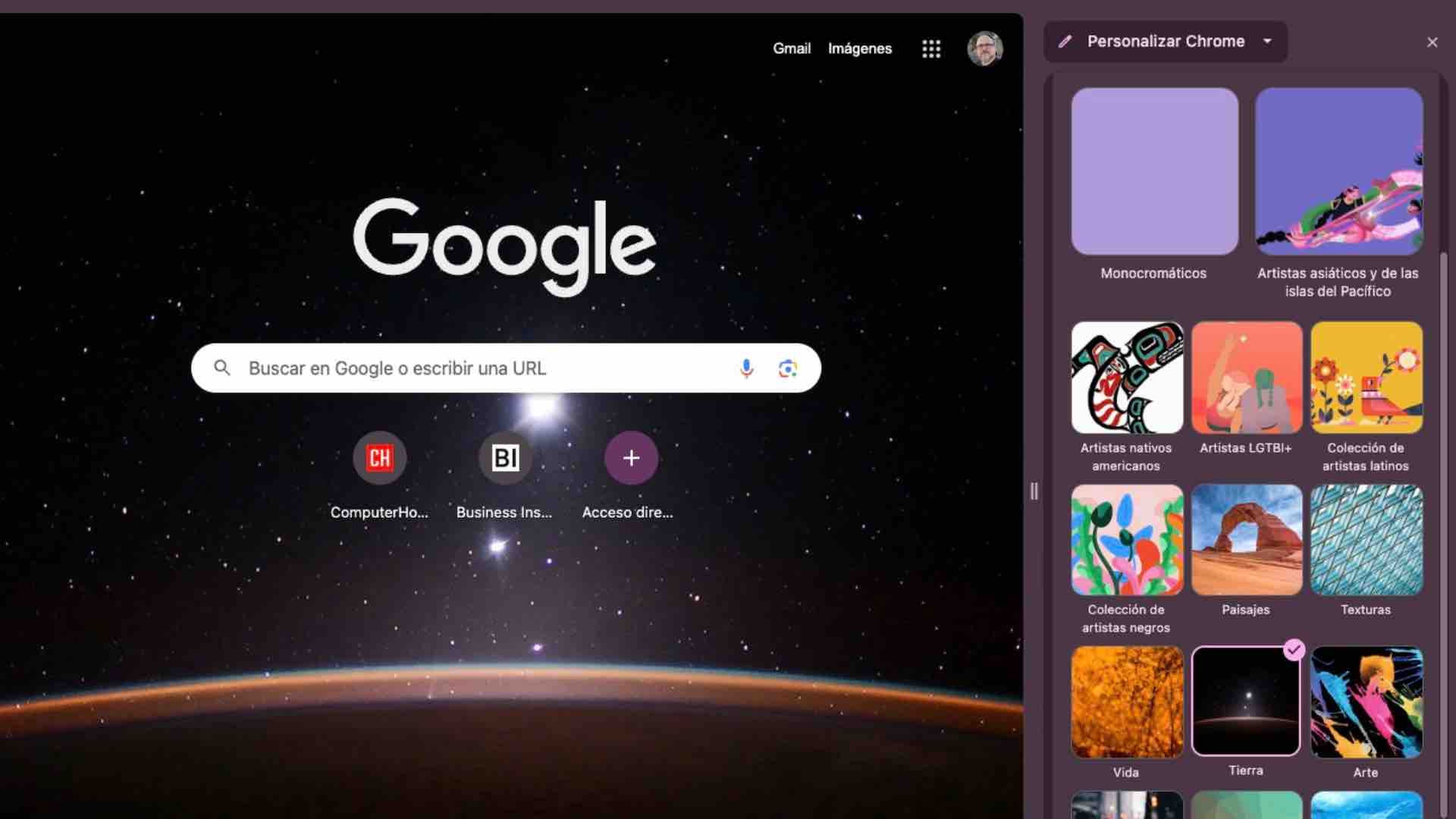 Cambiar el fondo de pantalla en Google Chrome