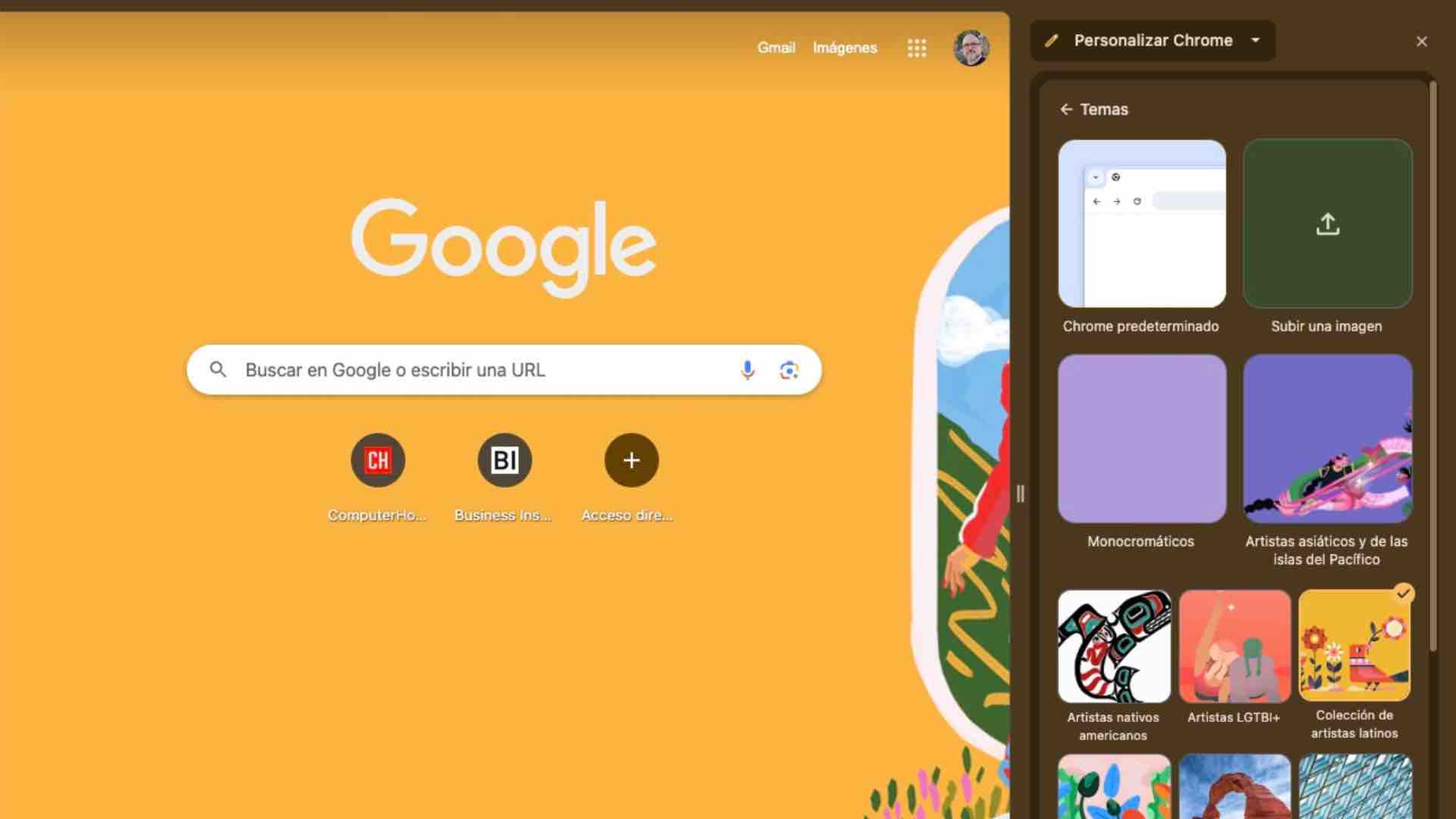 Cambiar el fondo de pantalla en Google Chrome