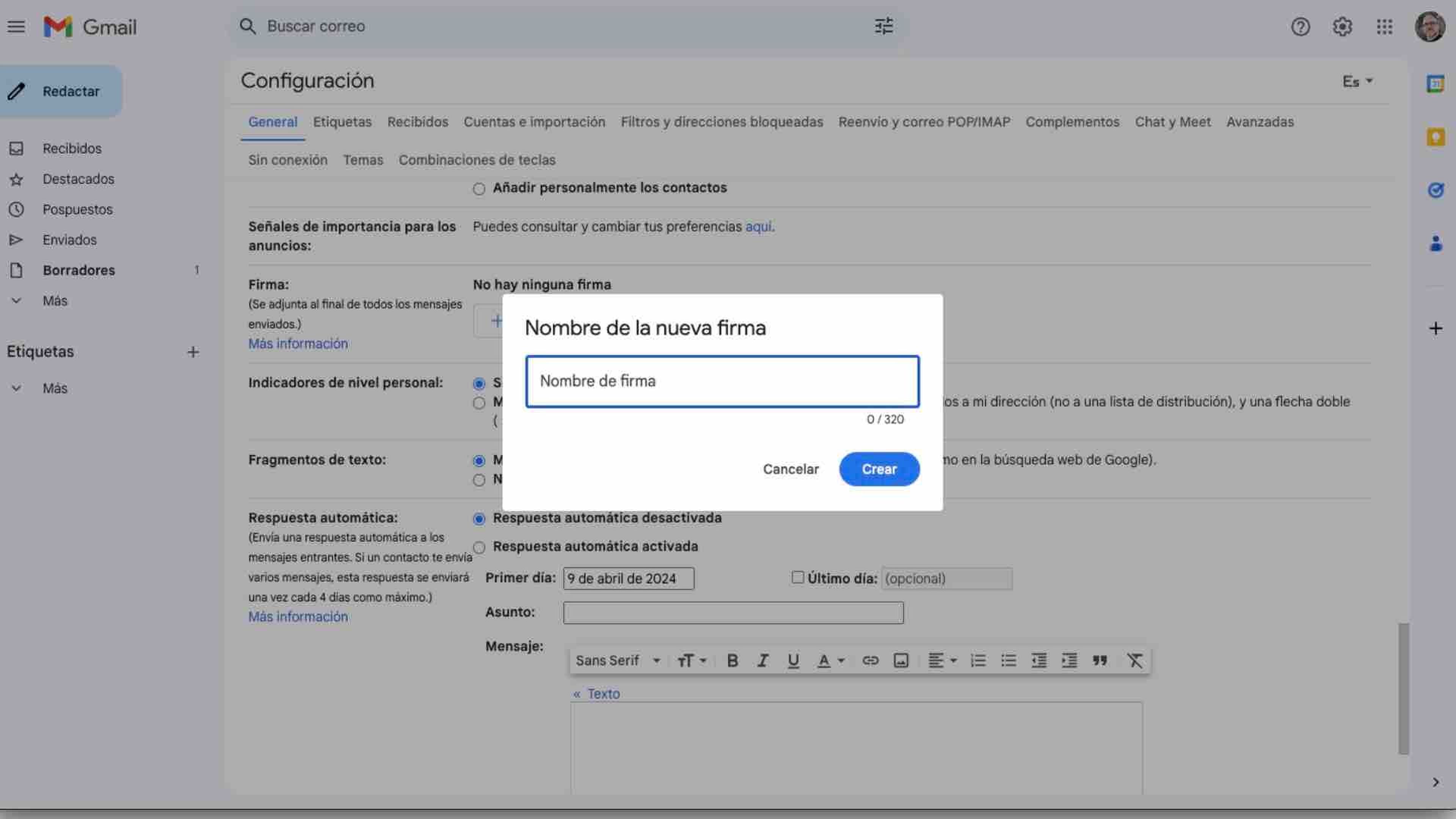 Cómo crear y cambiar una firma de los correos de Gmail en el ordenador