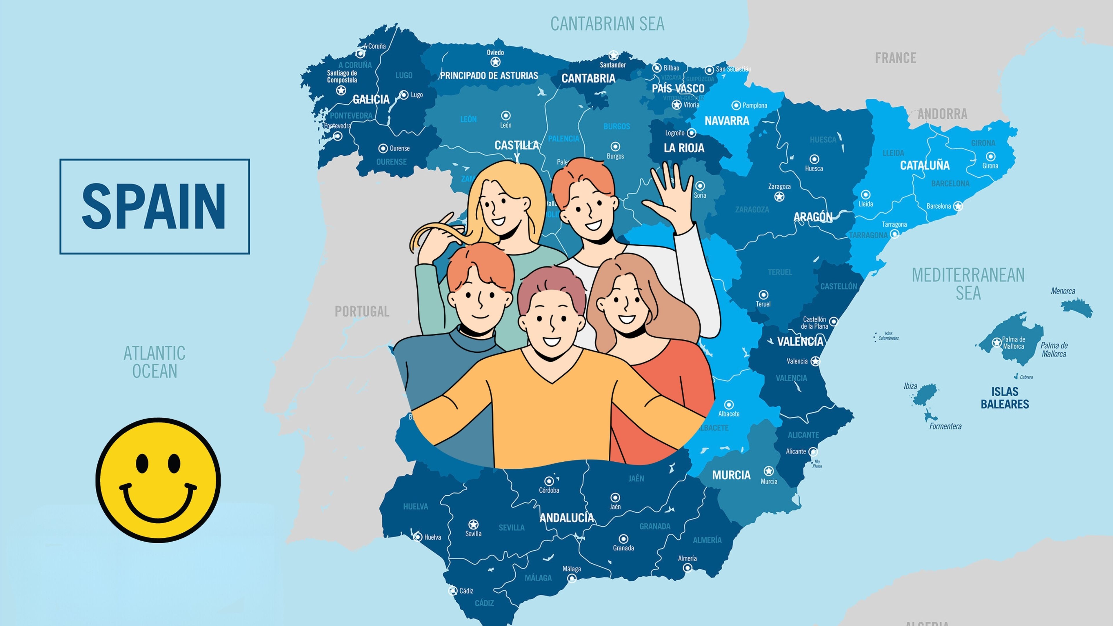 El Google Maps de la felicidad: estas son las ciudades más felices de España