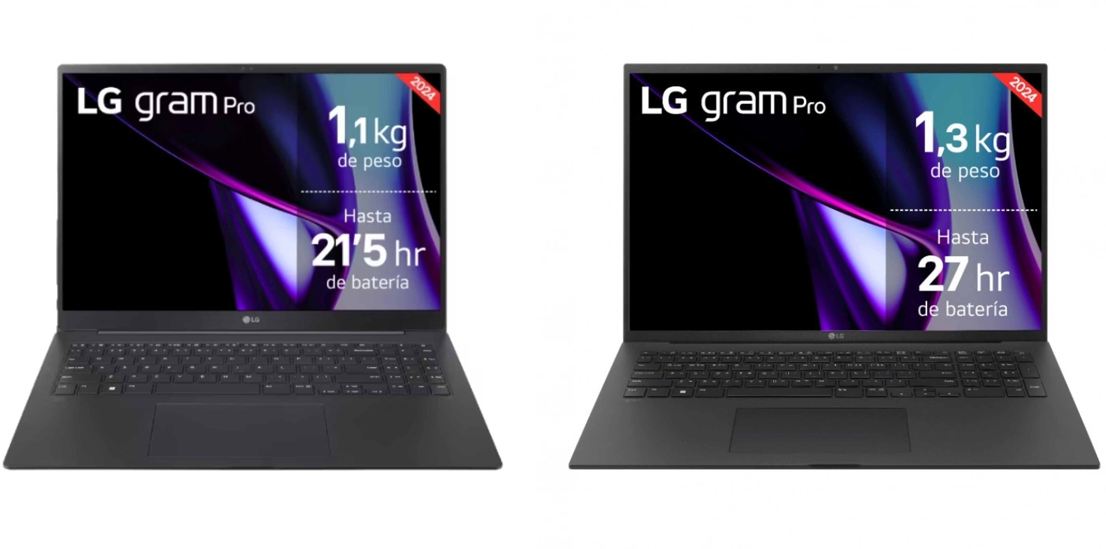 LG gram Pro 16Z90SP Y LG gram Pro 17Z90SP. Fuente: LG
