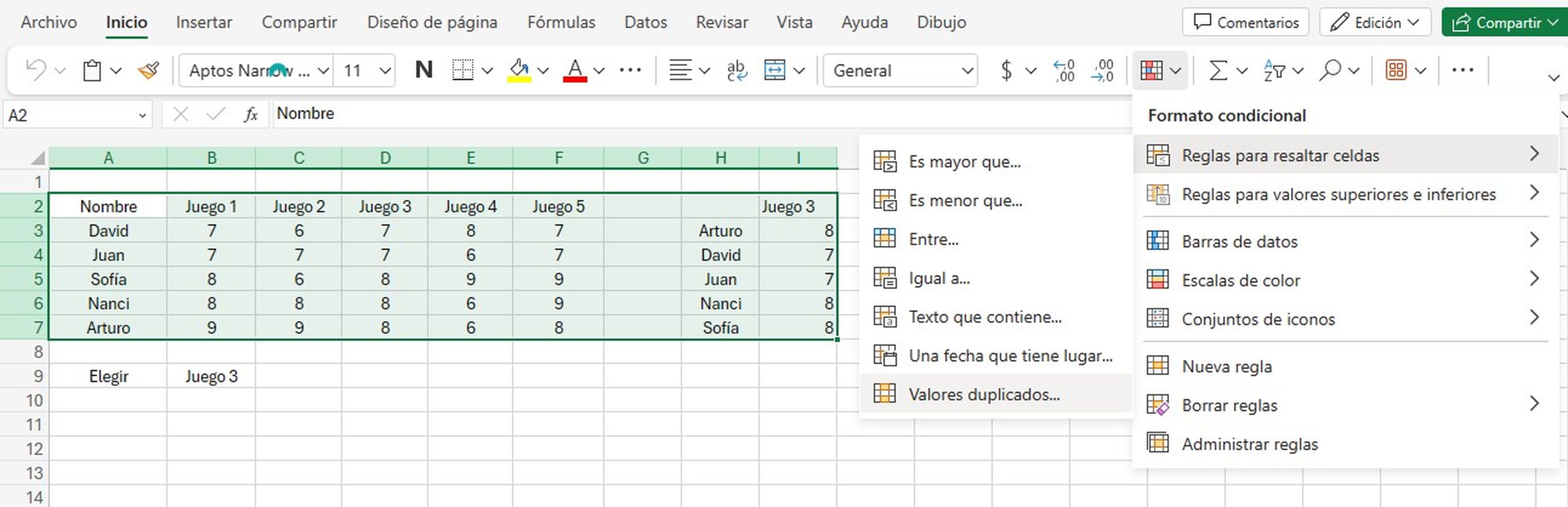 Resaltar celdas únicas o duplicadas