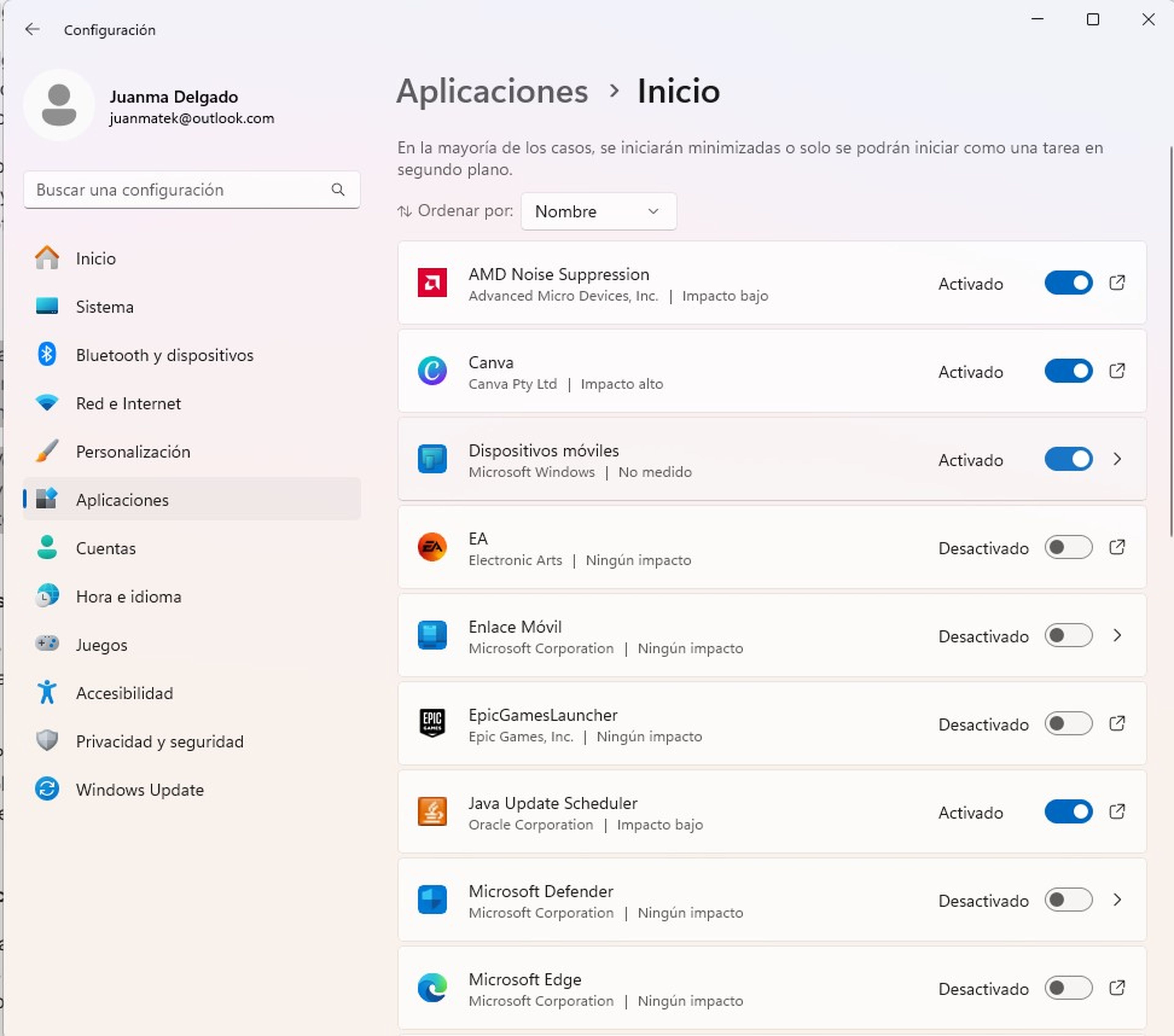 Apps que se inician con Windows