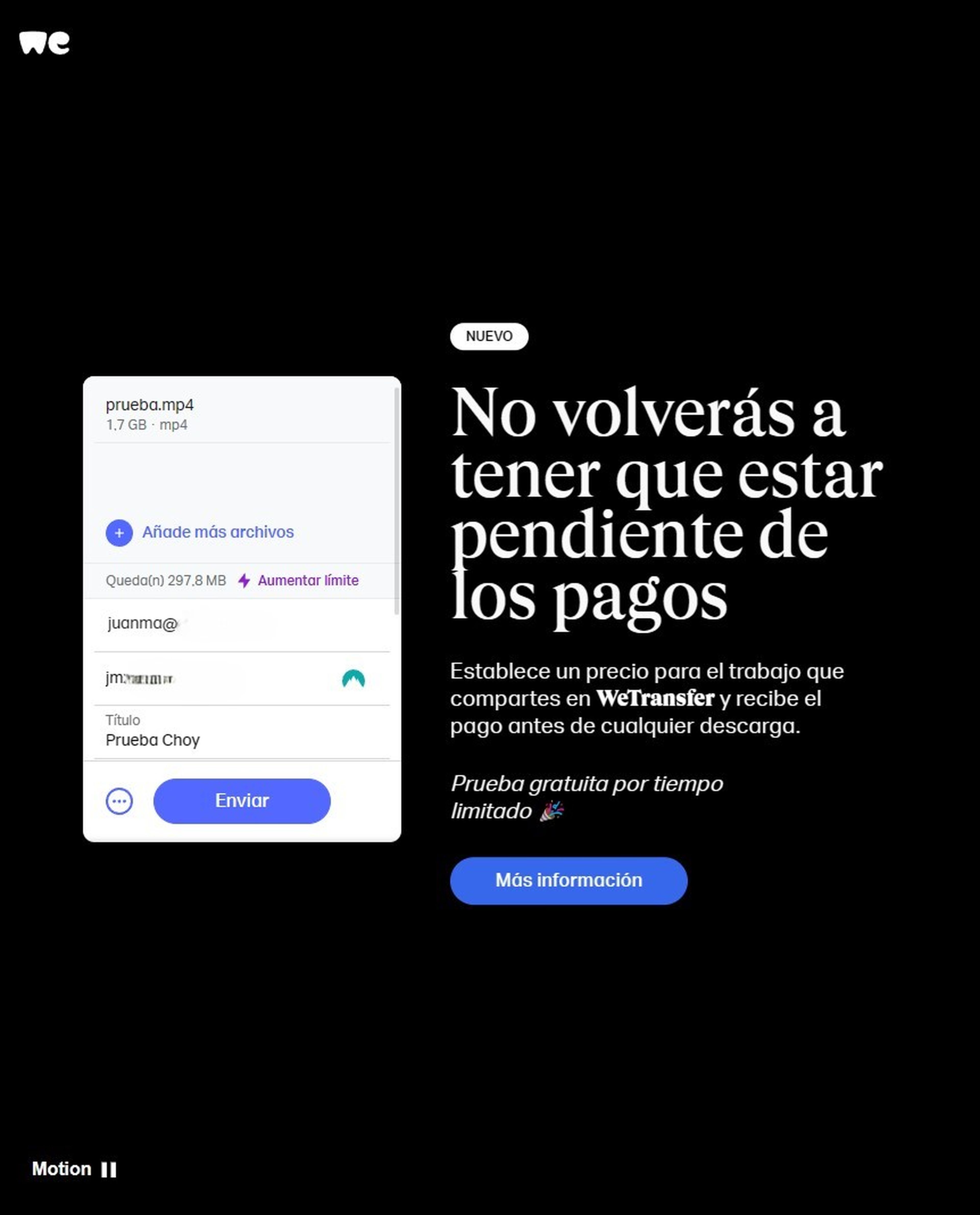 WeTransfer en 2024: trucos y guía completa para compartir archivos grandes 4 Cómo enviar archivos con WeTransfer desde el navegador