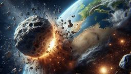 Un asteroide chocando contra la Tierra