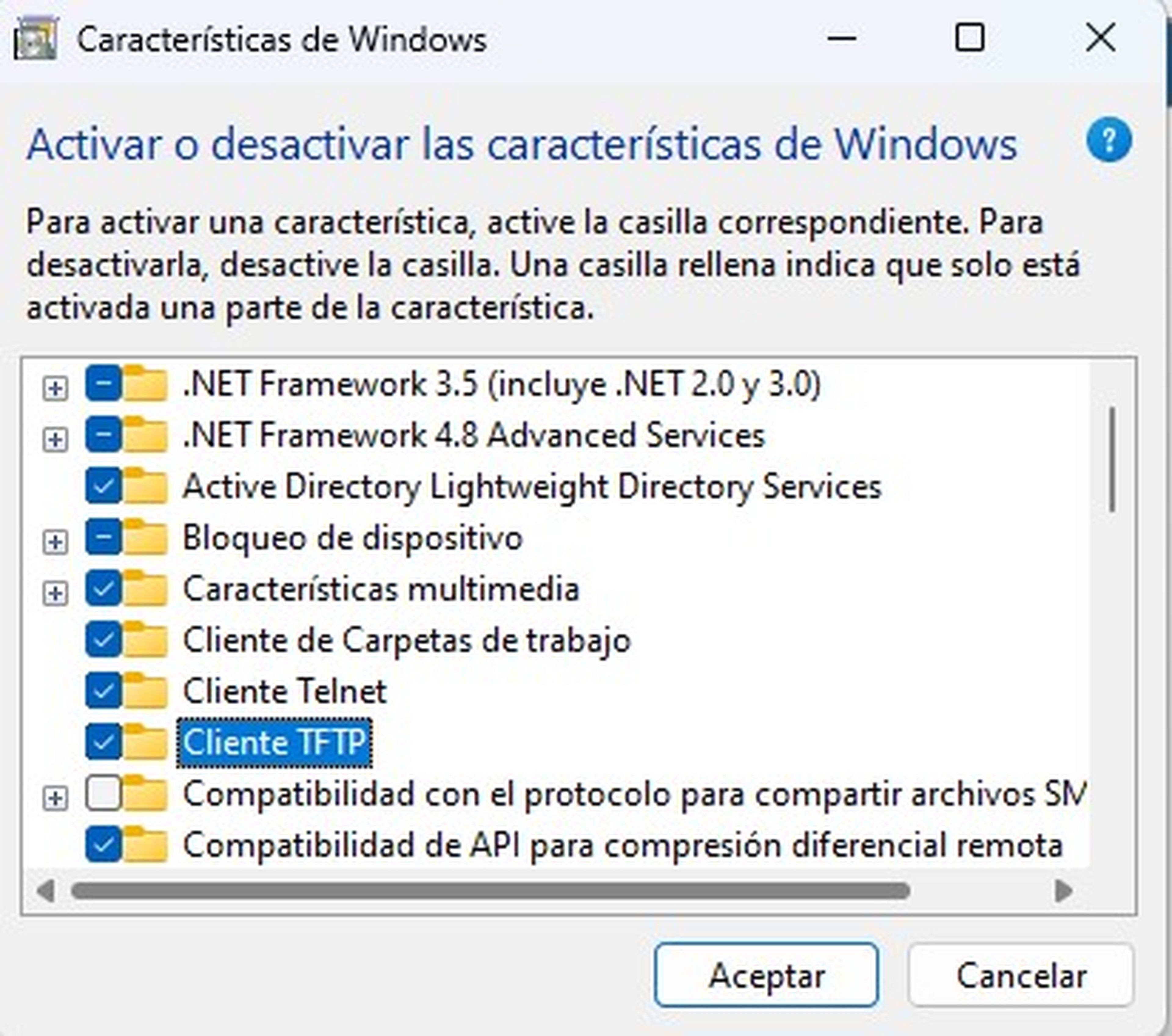 Desactiva funciones de Windows que no necesites 