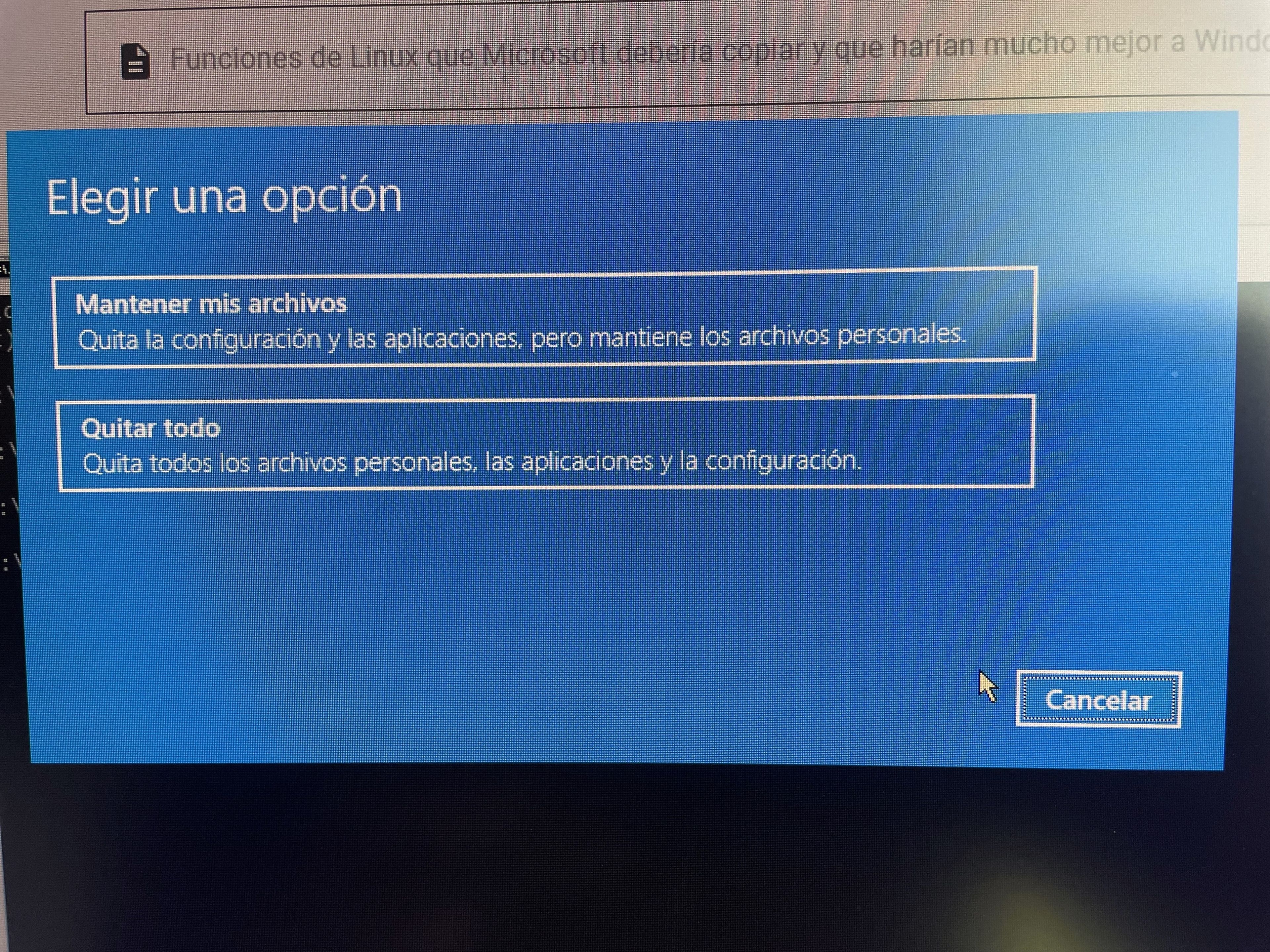 Restaura tu PC con Windows 10 con un solo comando