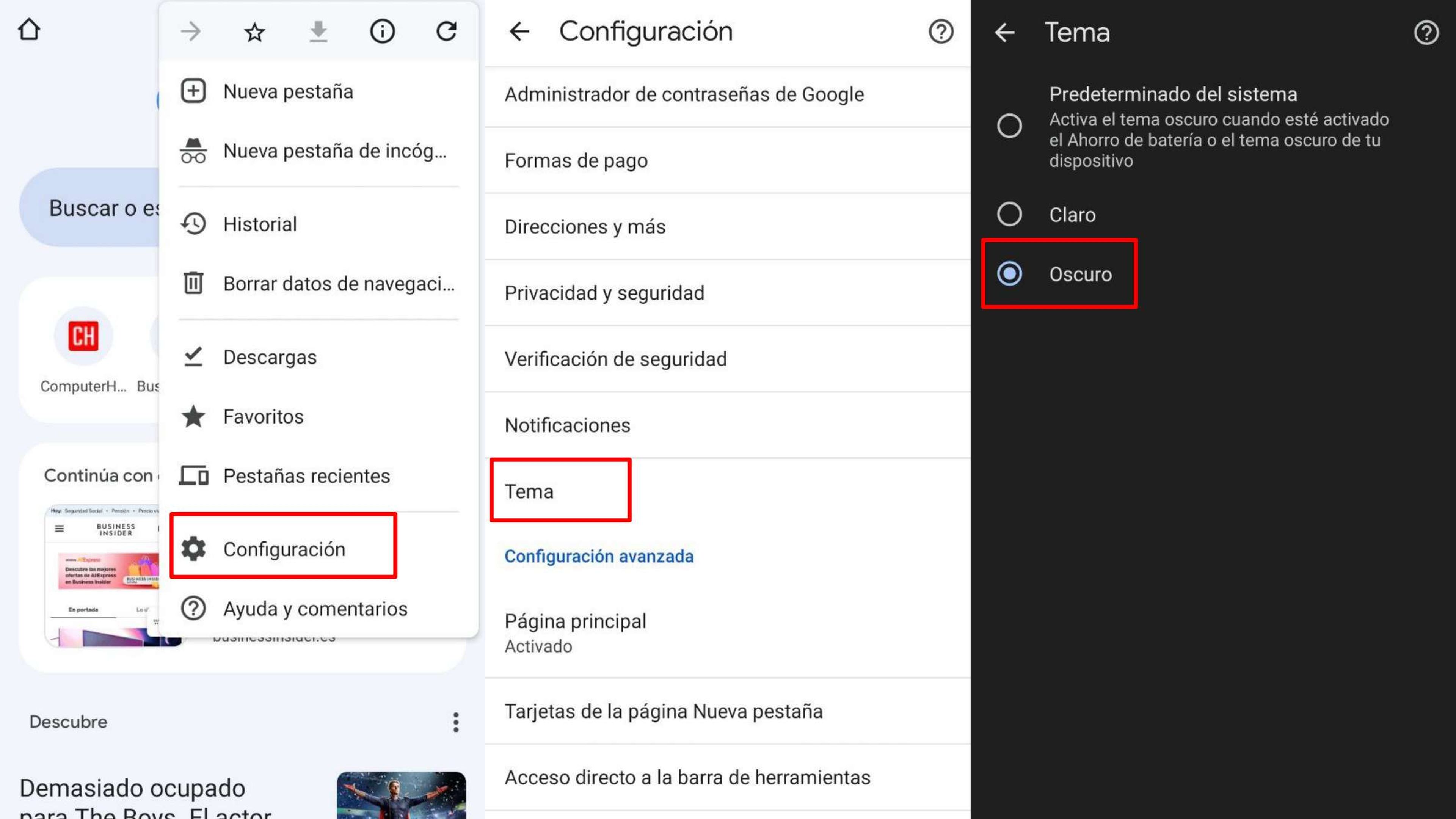 Activar modo oscuro en Google Chrome de móvil