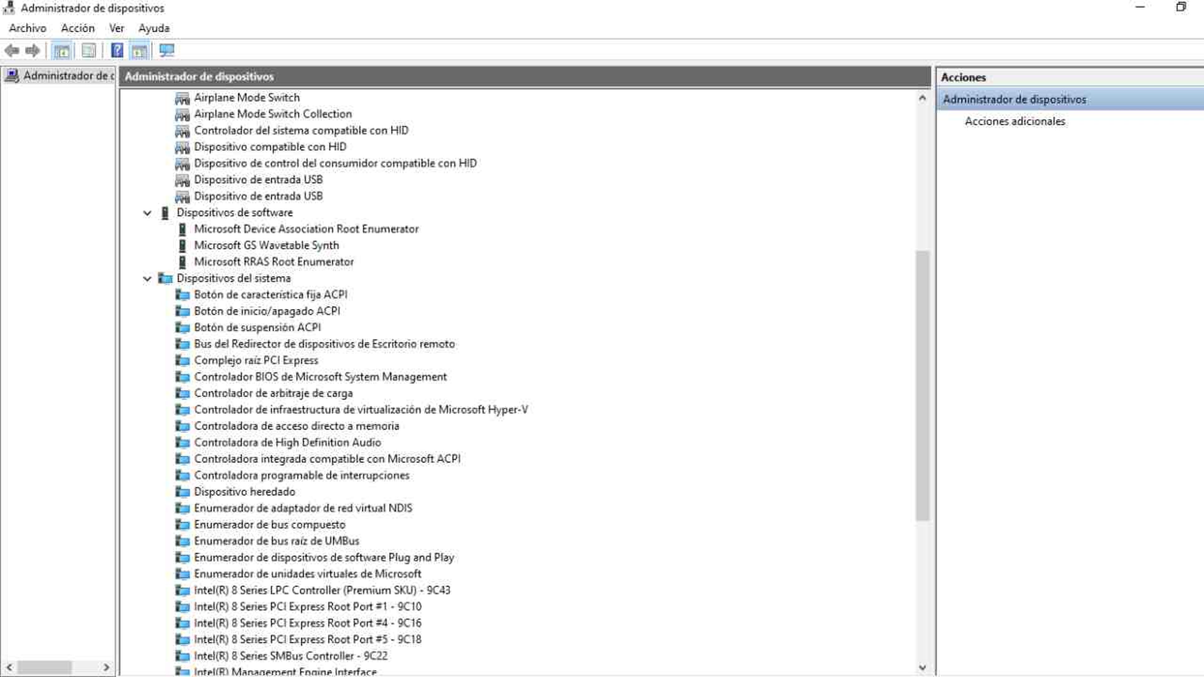 Administrador de Dispositivos en PC