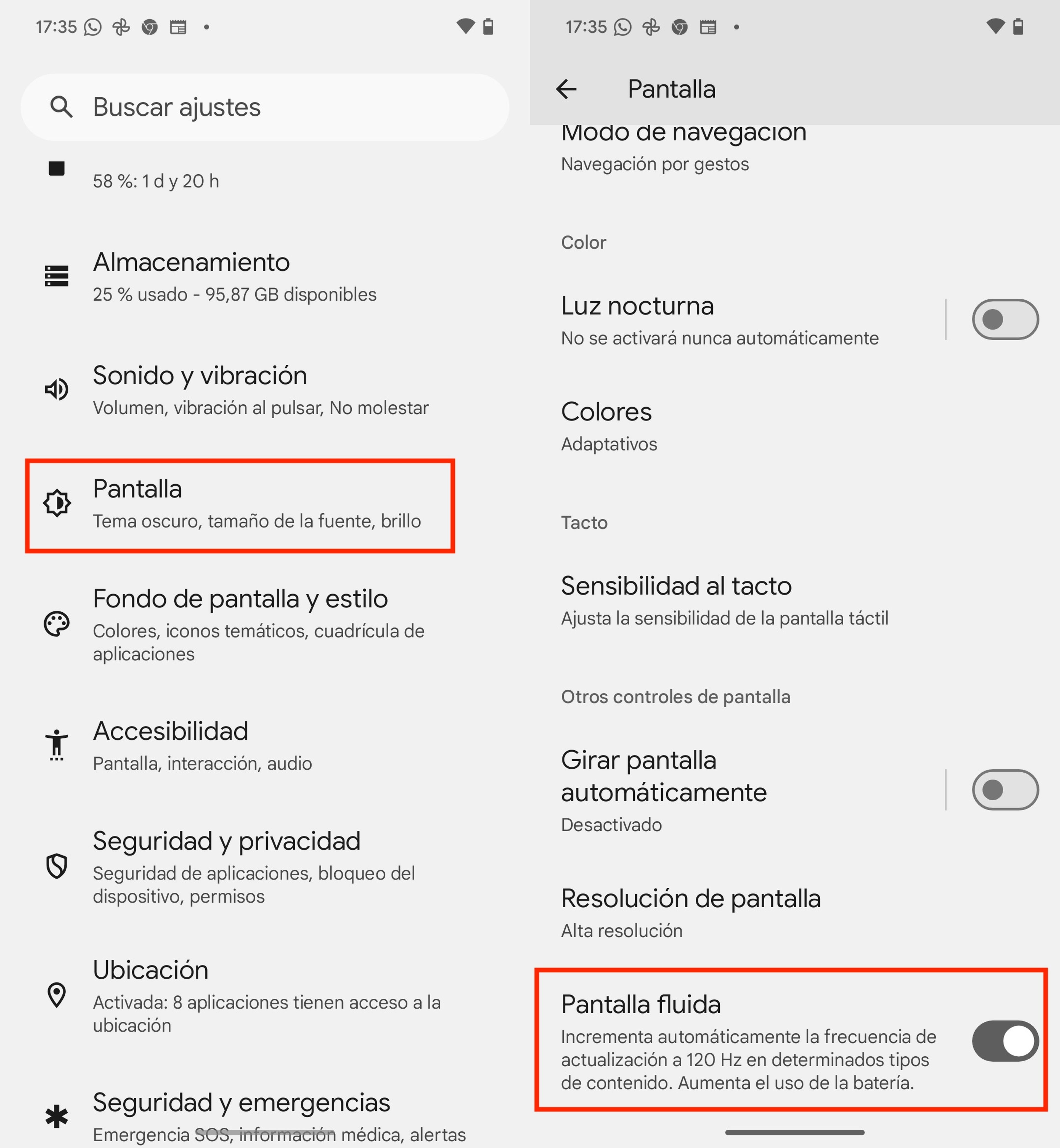 Trucos infalibles para que la batería de tu móvil Android dure mucho más 11 Ajusta la frecuencia de actualización