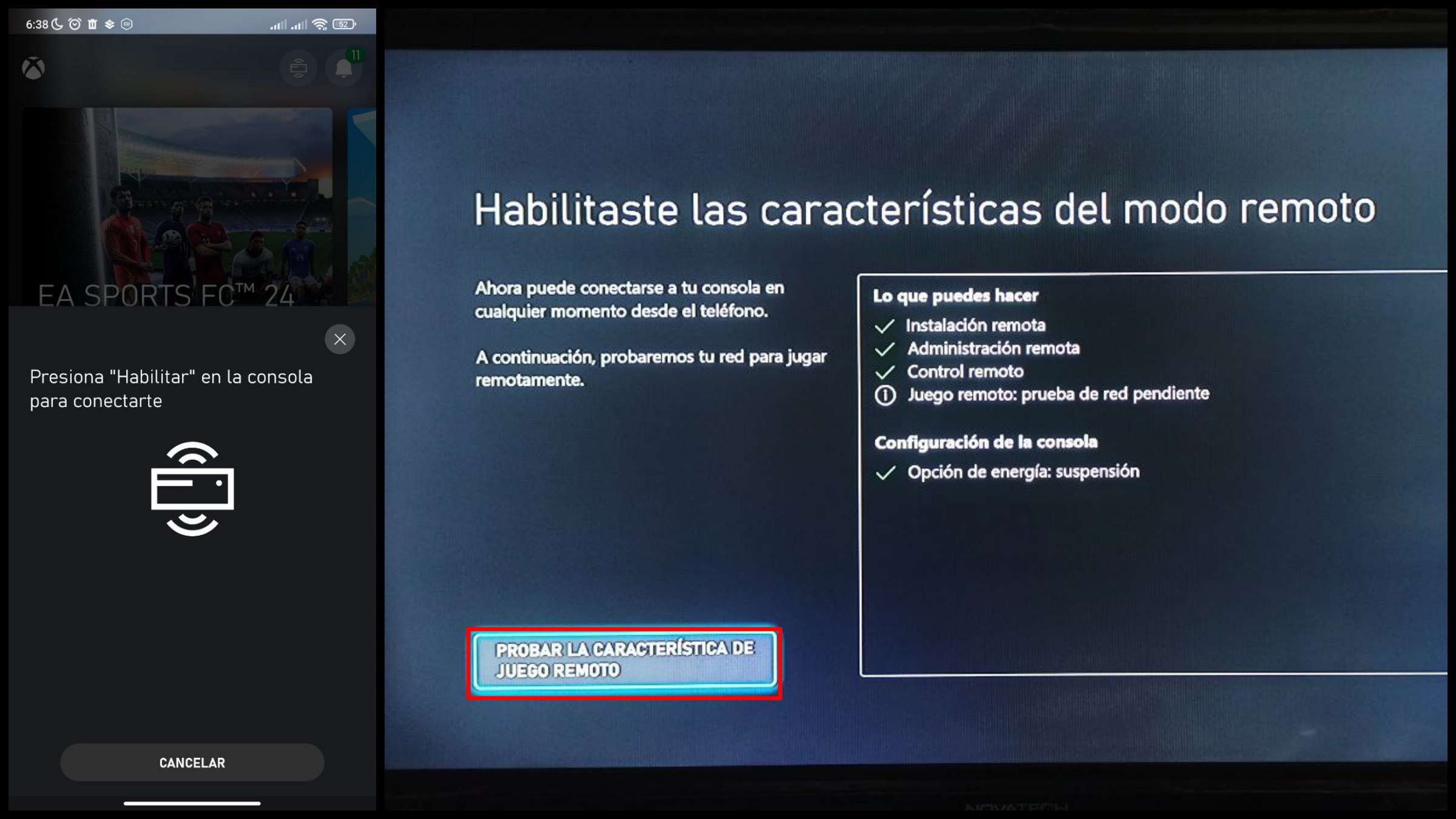 Característica Remota en Xbox