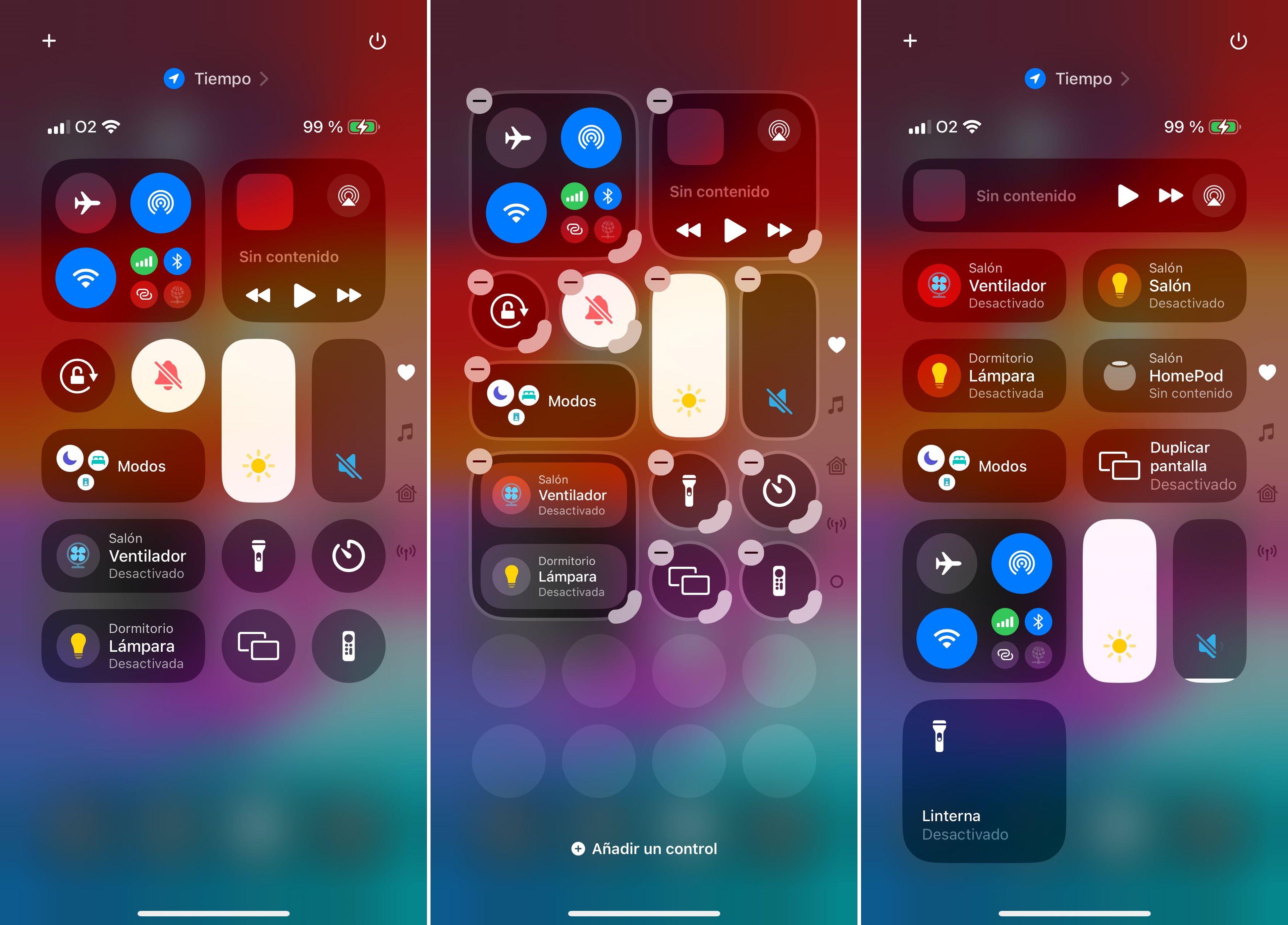 Centro de control en iOS 18