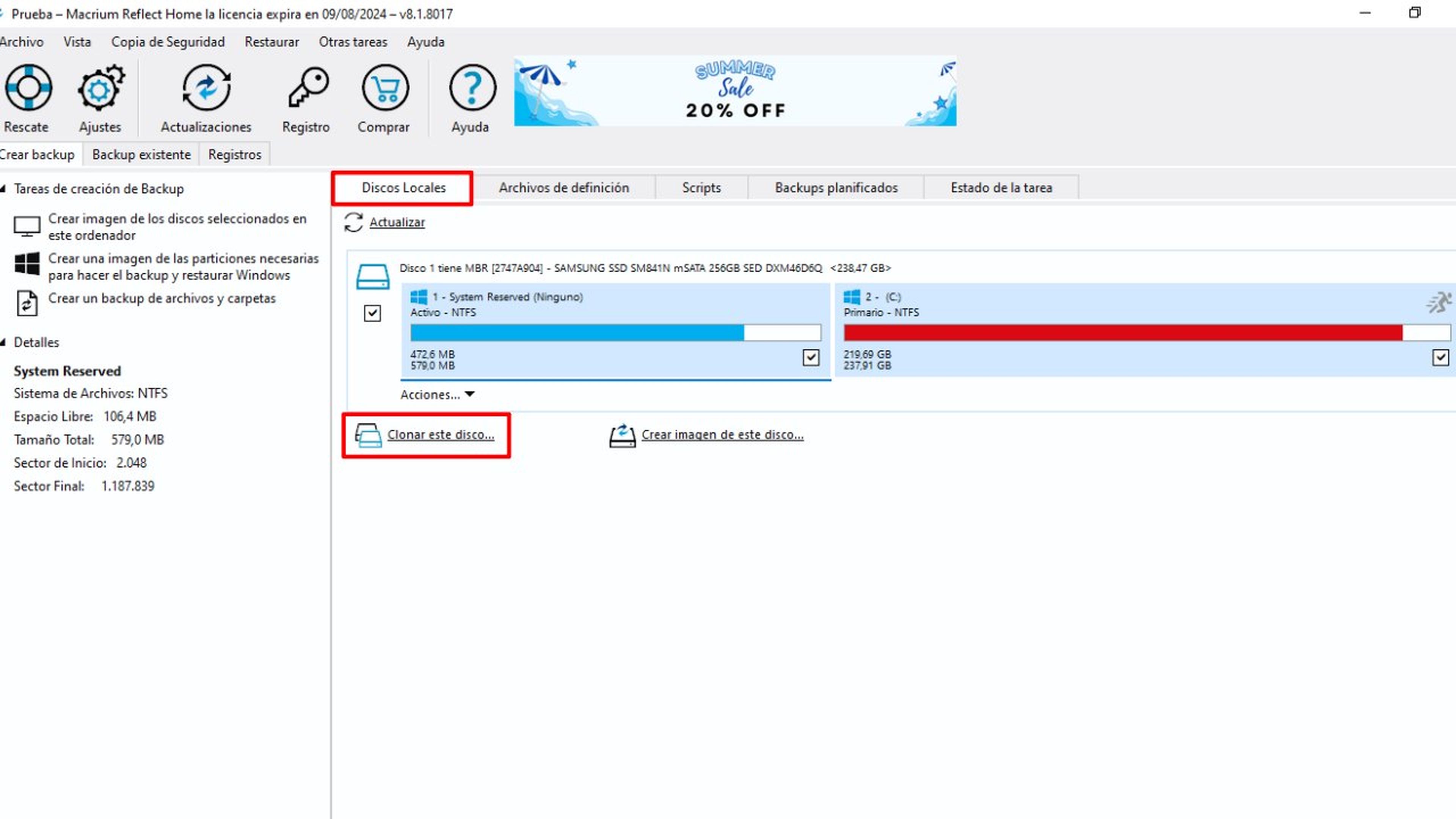 Clonar Discos en Macrium Reflect