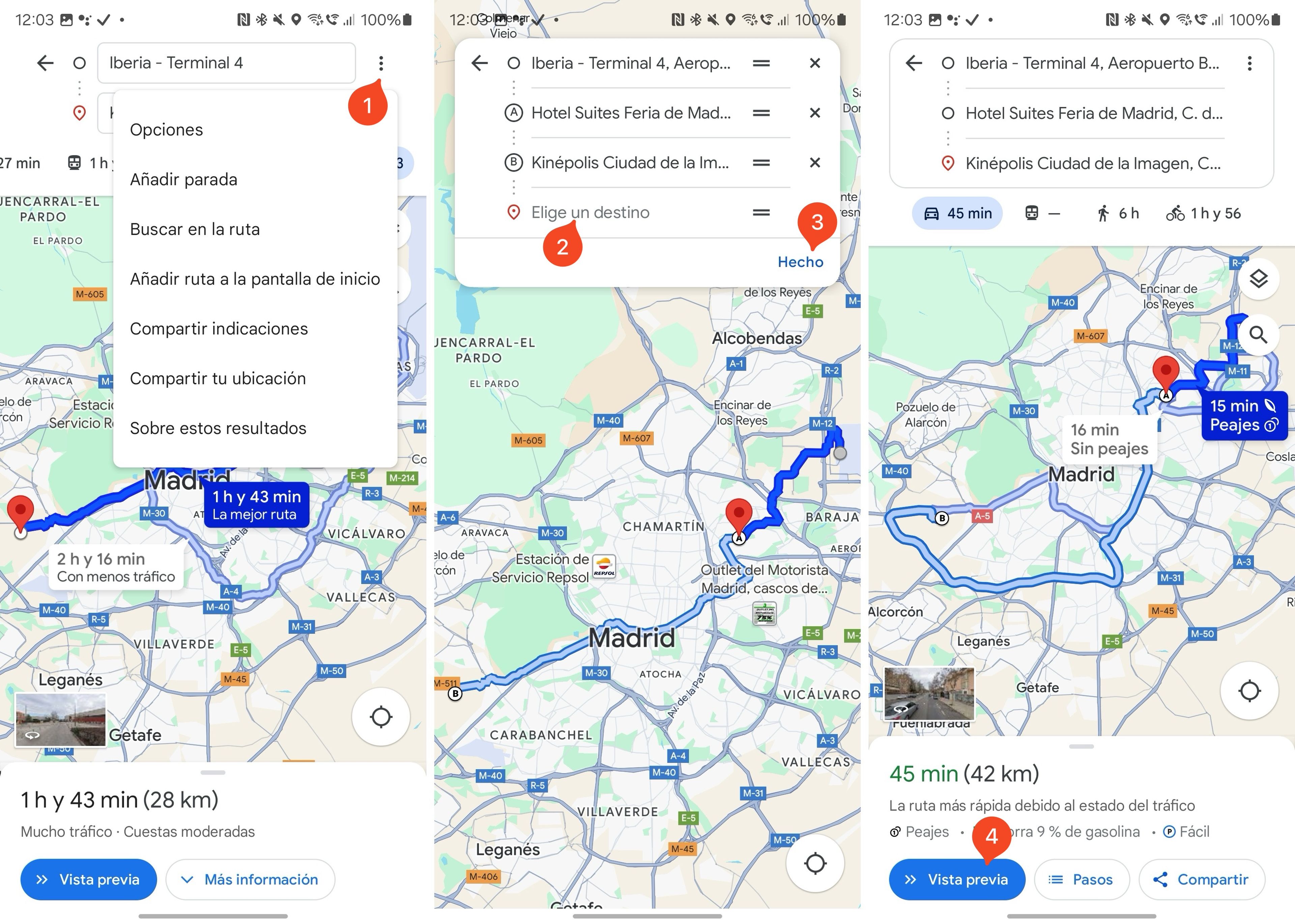 Crear rutas en la aplicación de Google Maps