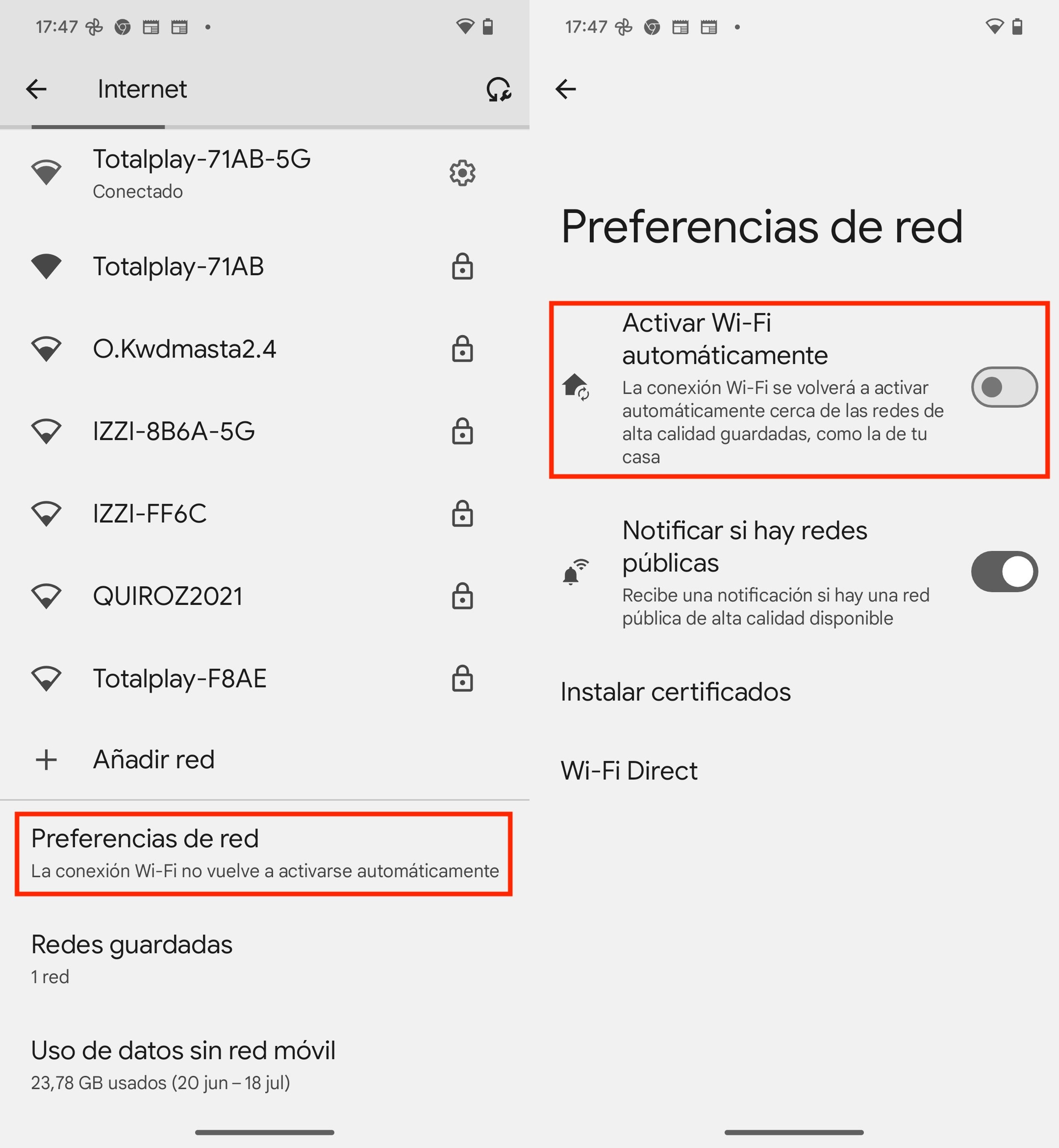 Desactiva el escaneo por WiFi