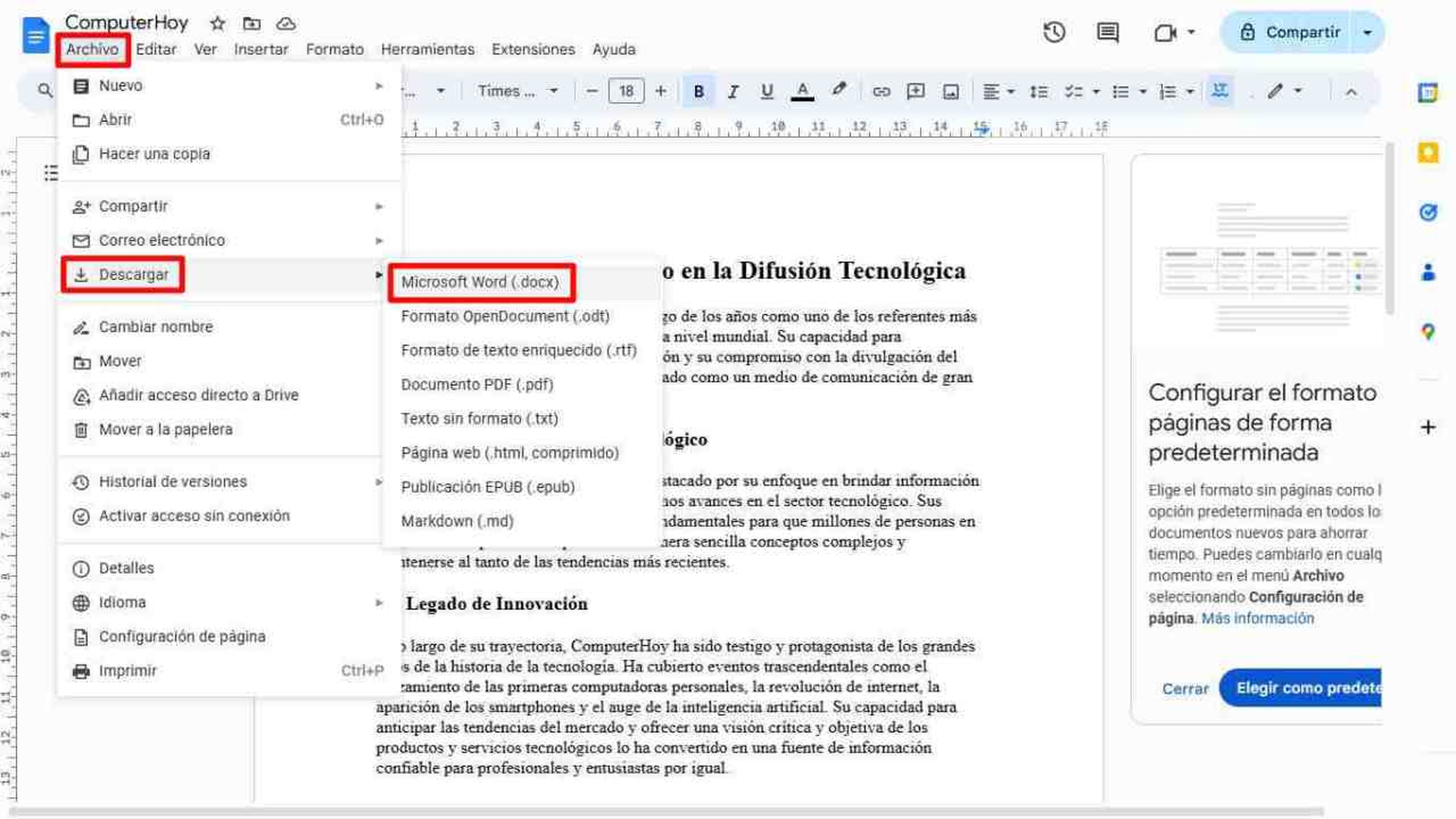 Descargar Word en Google Docs