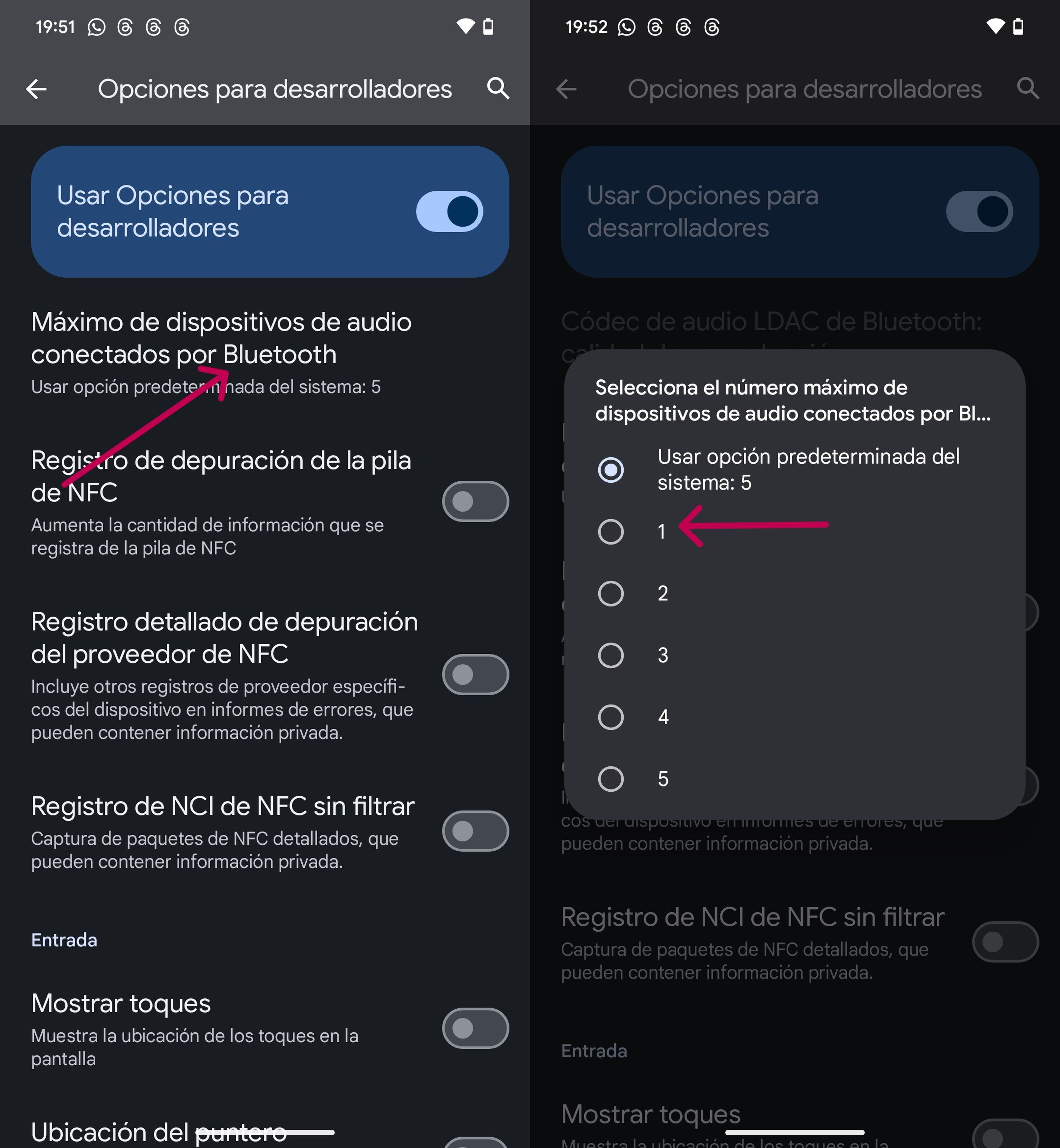 Máximo de dispositivos de audio conectados por Bluetooth