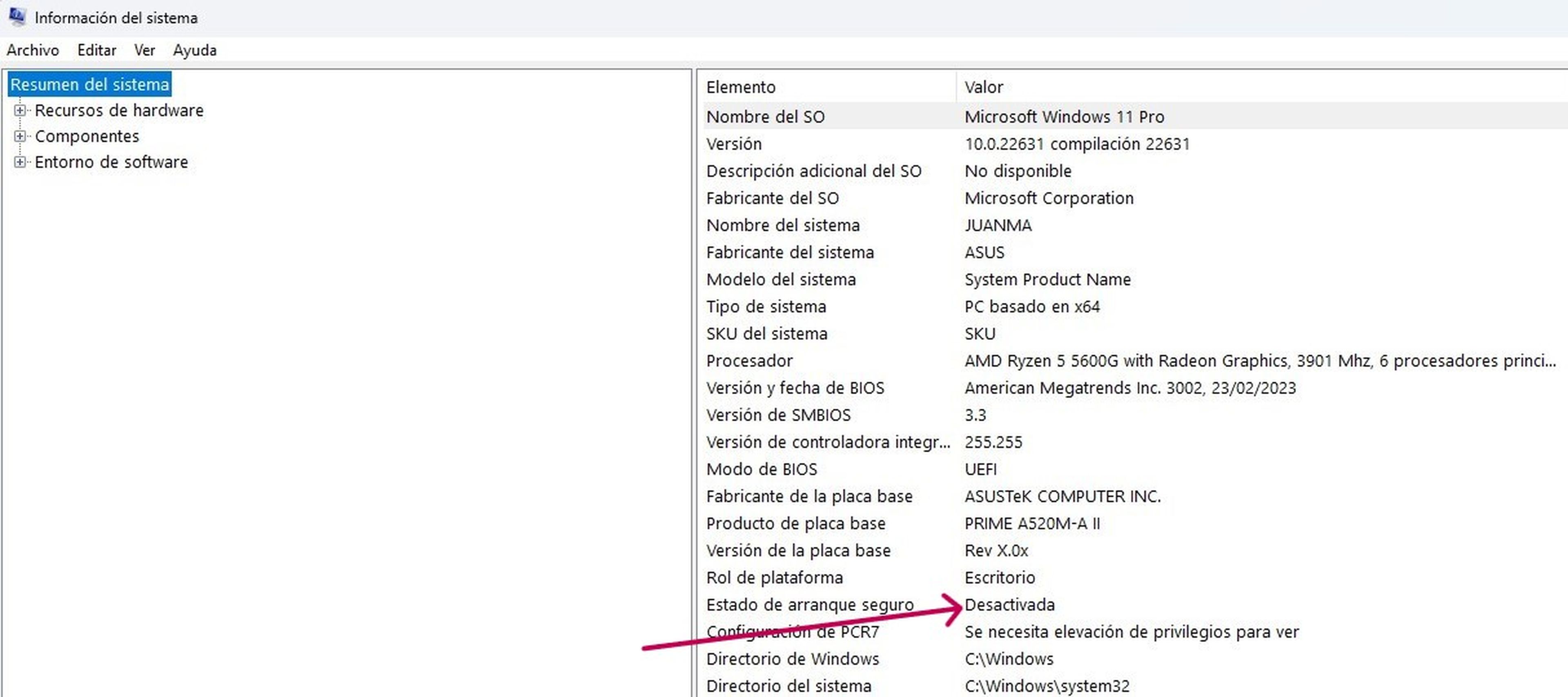 Pasos para activar el arranque seguro en cualquier PC con Windows 11