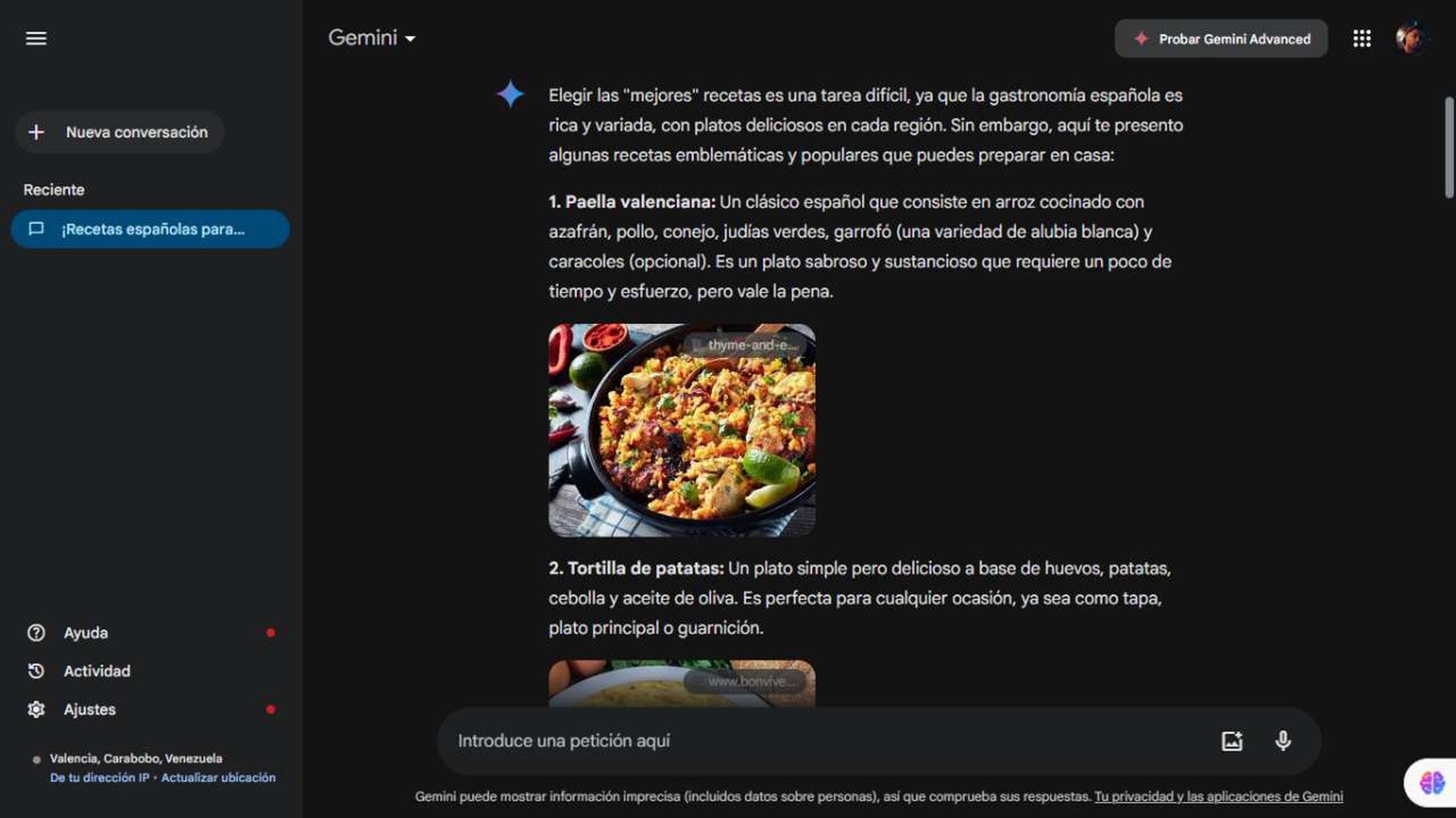 Pedri recetas de comida a Gemini