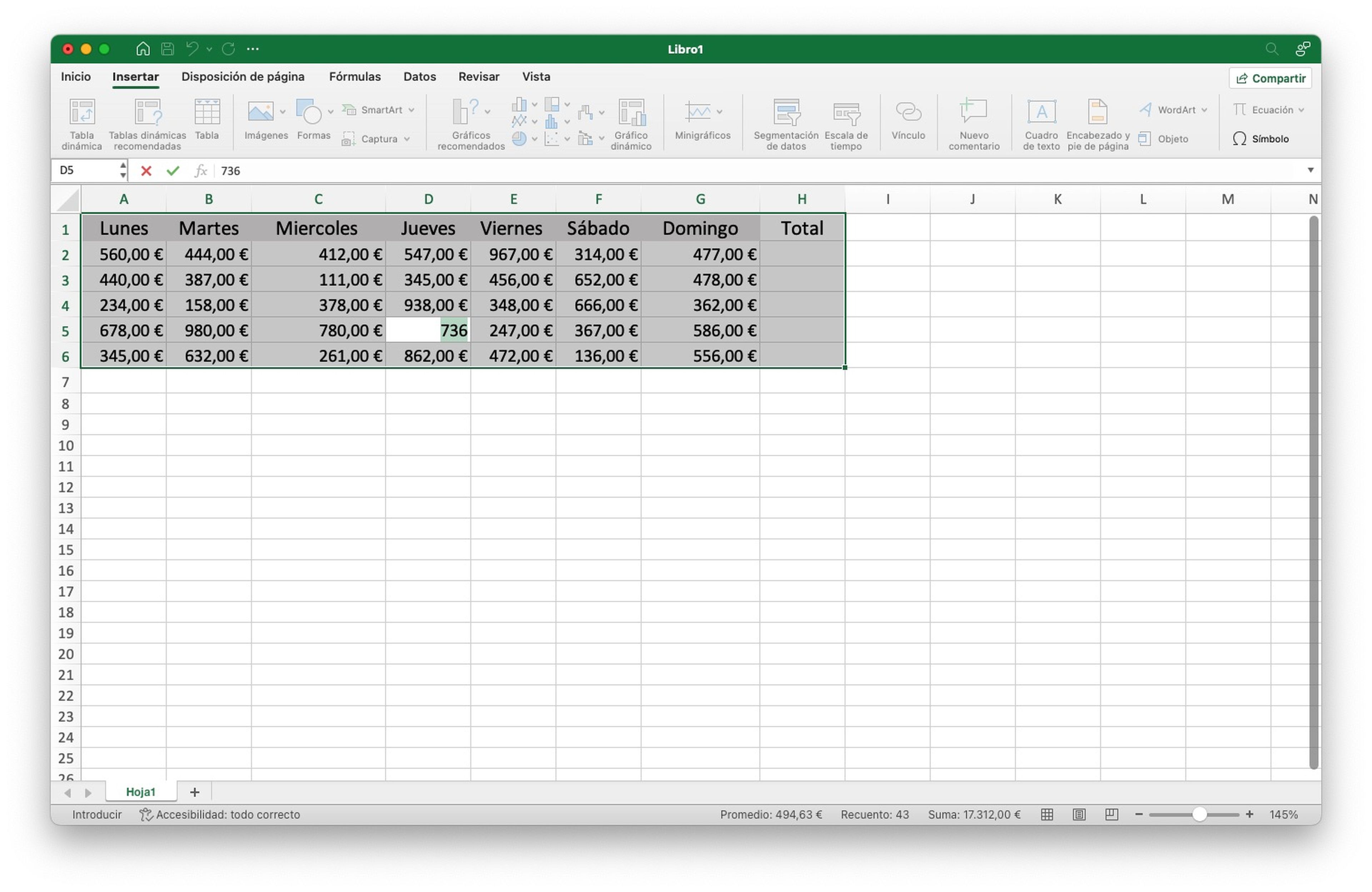 Selecciona rango de datos con un atajo de teclado