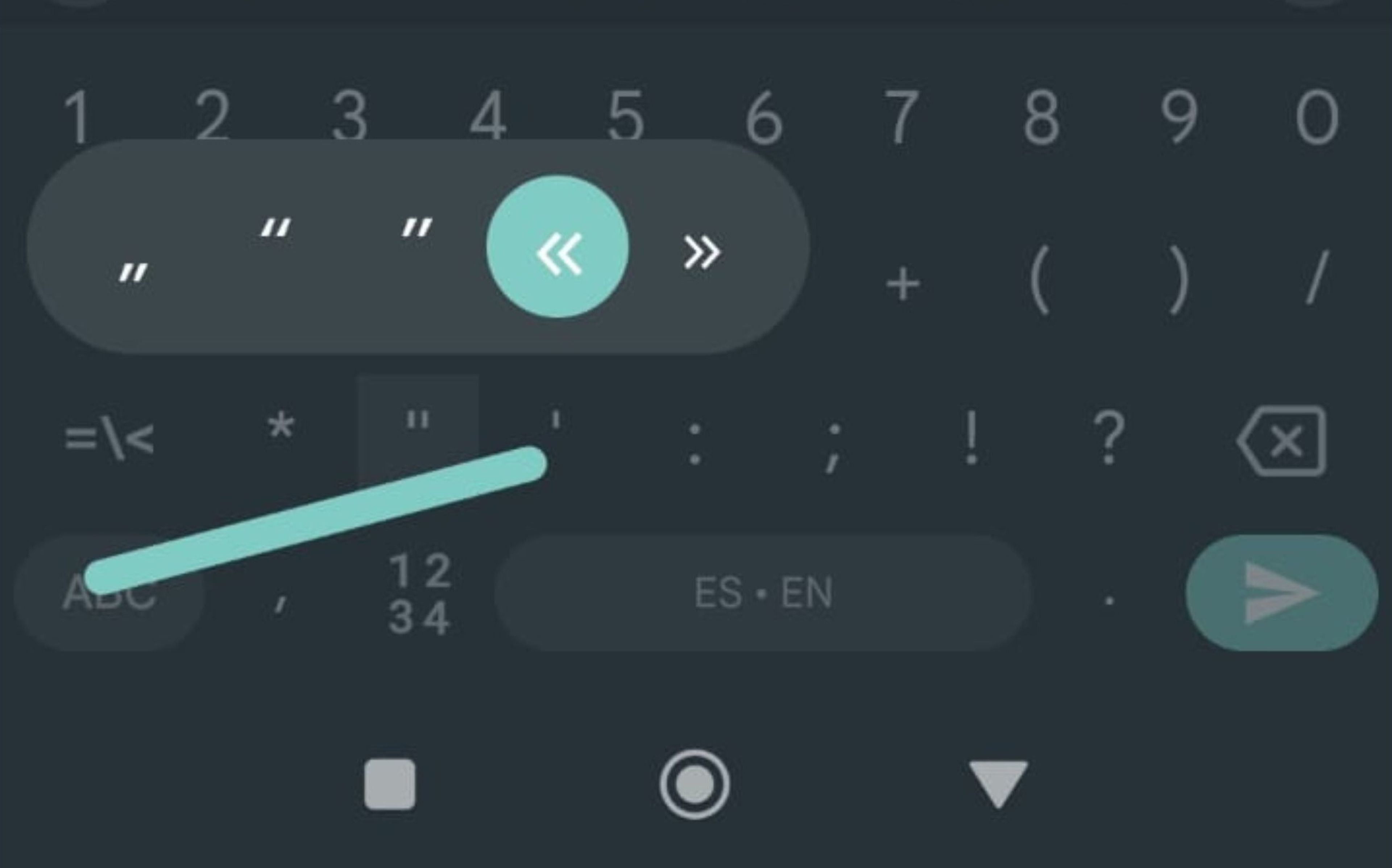 Símbolos teclado Android