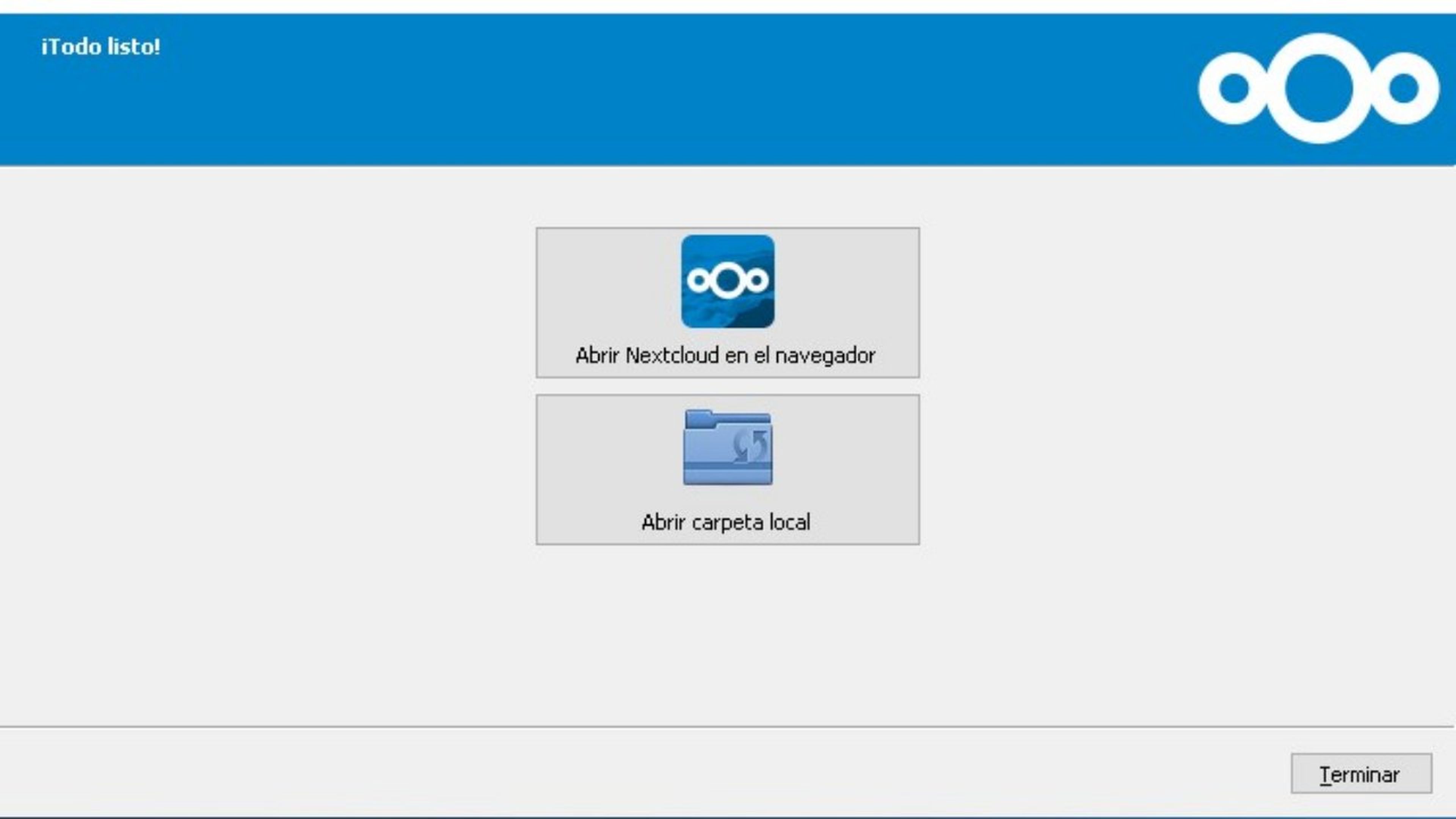 Vinculación de Nextcloud completada