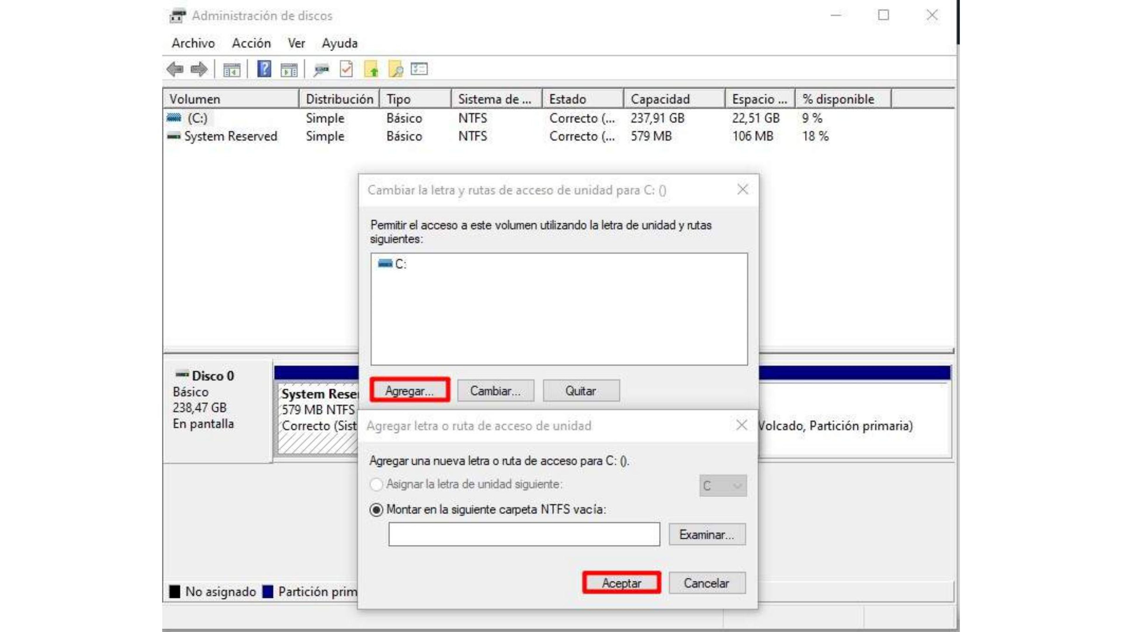 Administración de Discos en Windows