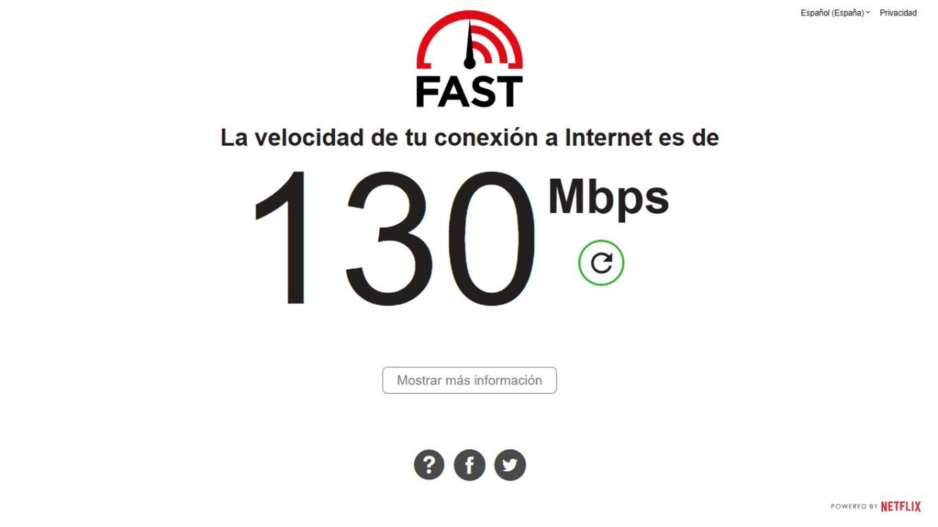 Comprobar la velocidad de Internet en Fast