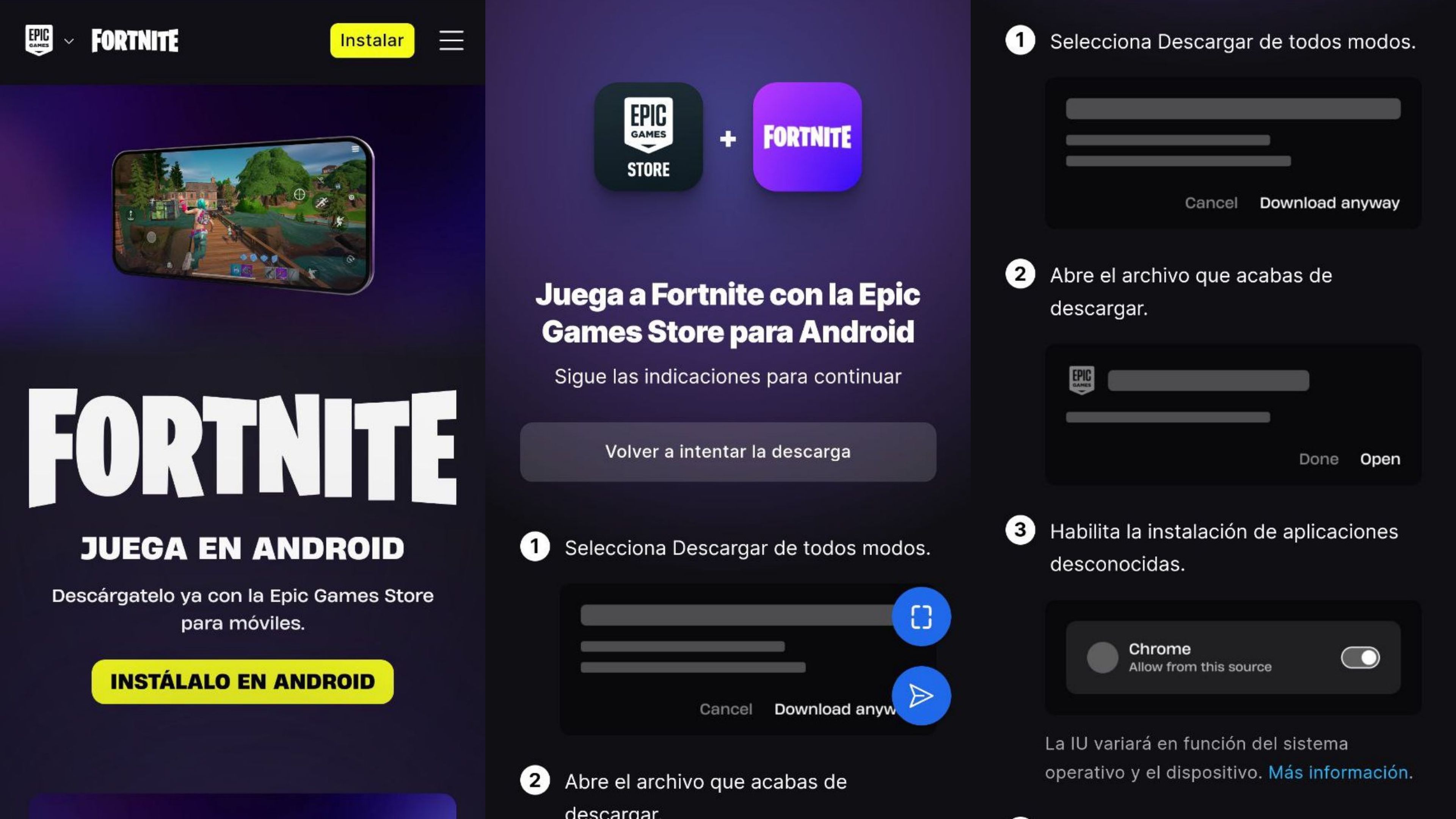 Fortnite para móviles con Epic Games Store