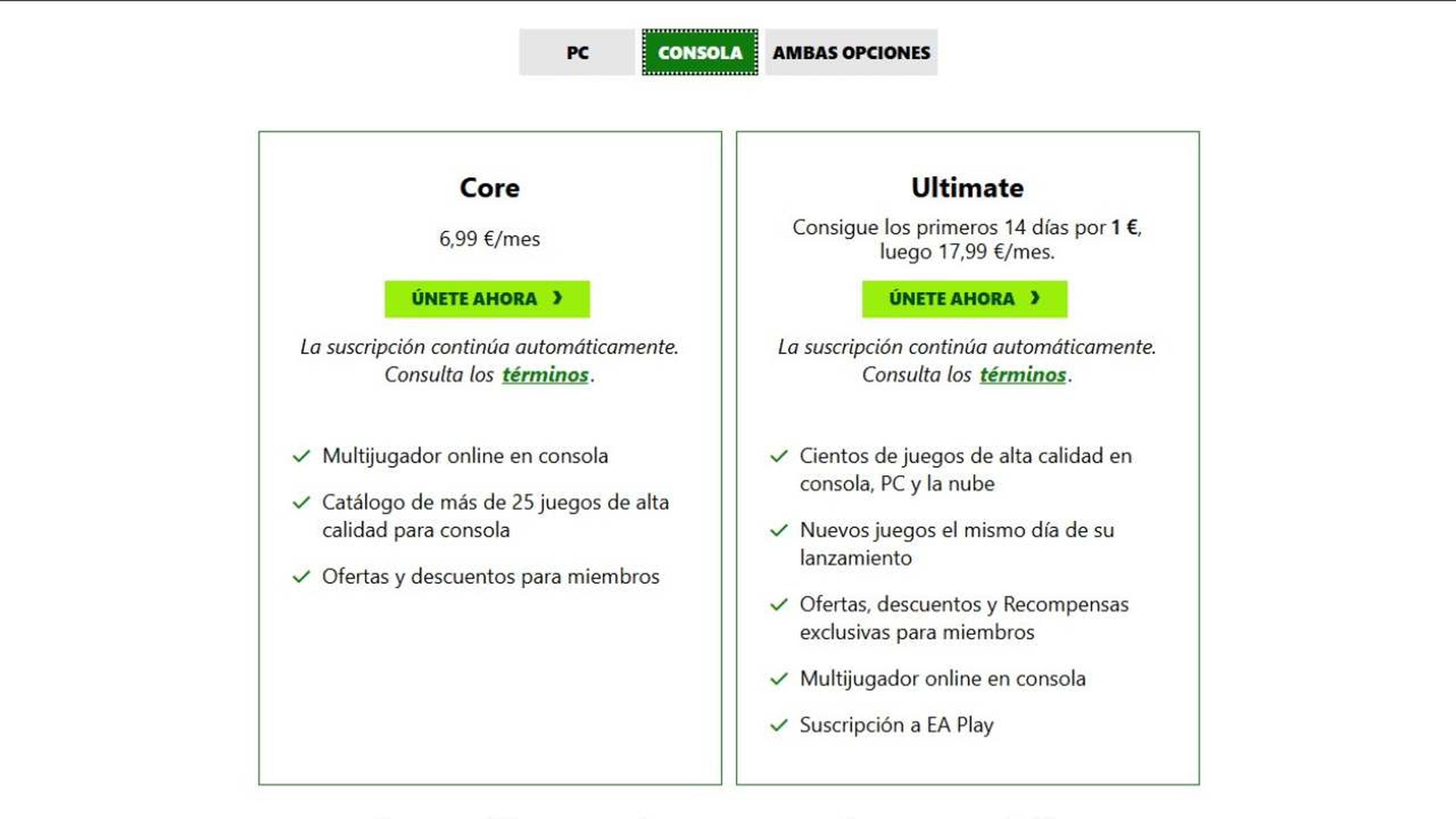 Game Pass Core y Game Pass Ultimate