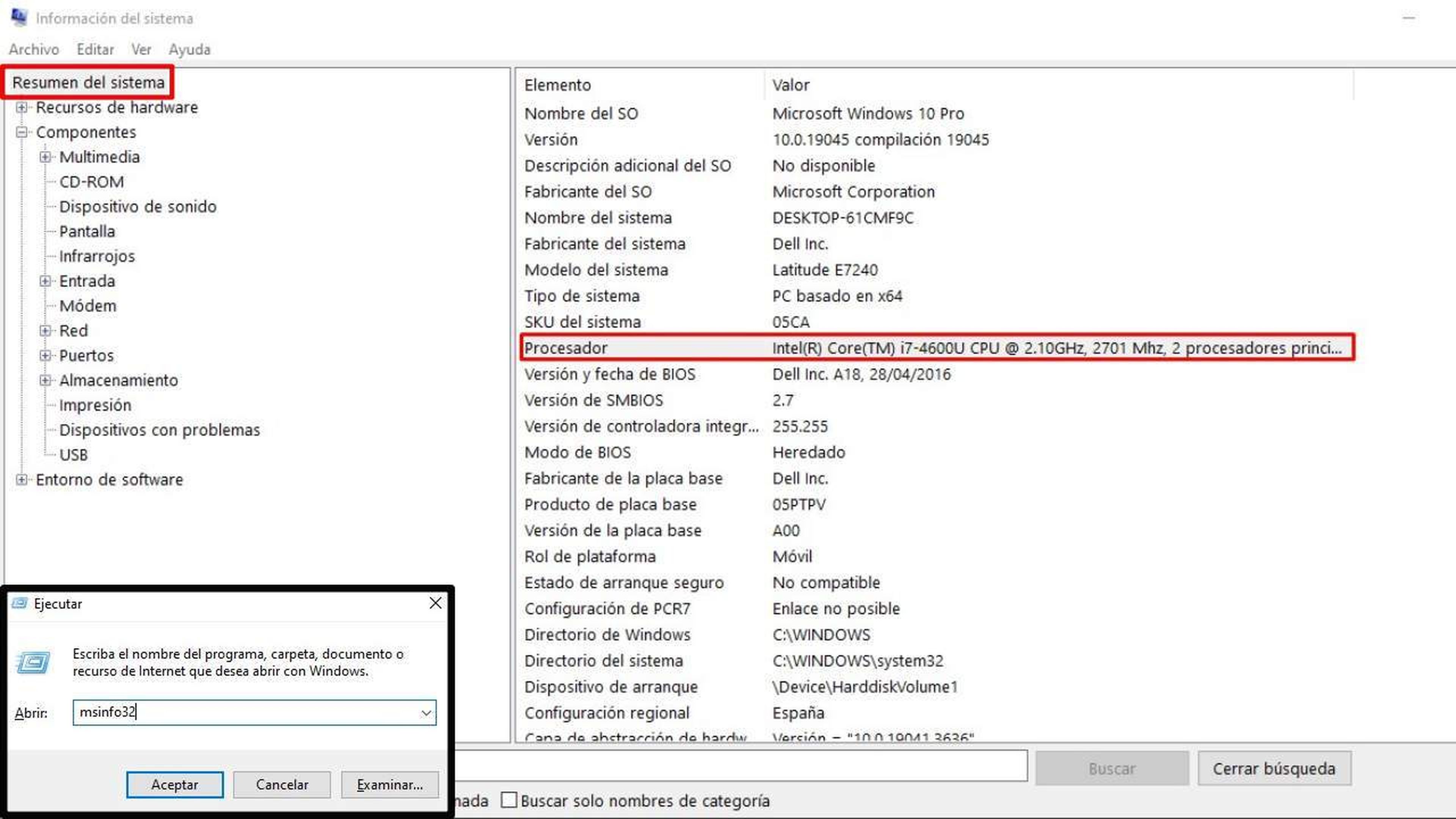 Información del Sistema en Windows