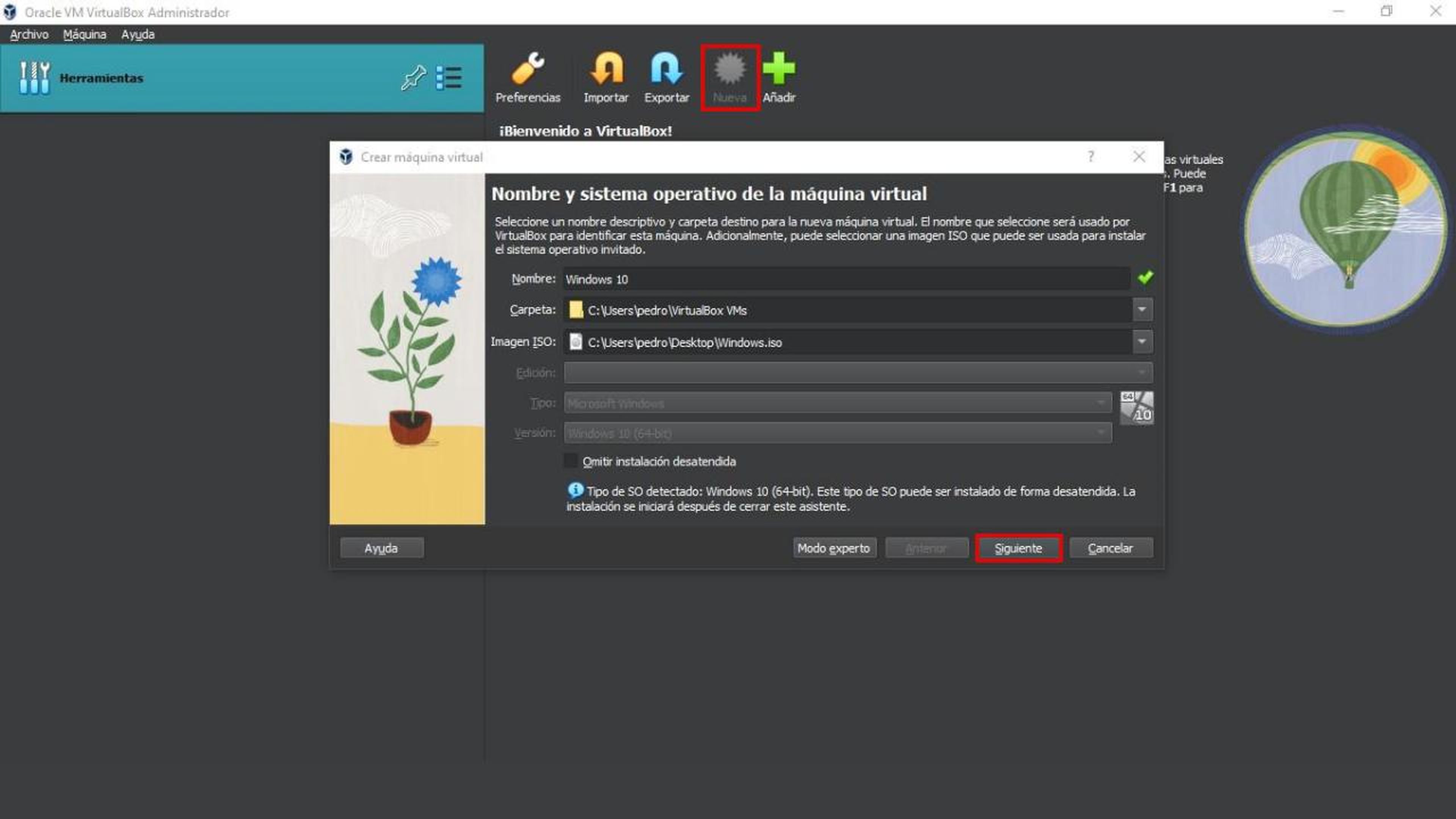 Nuevo sistema operativo en VirtualBox