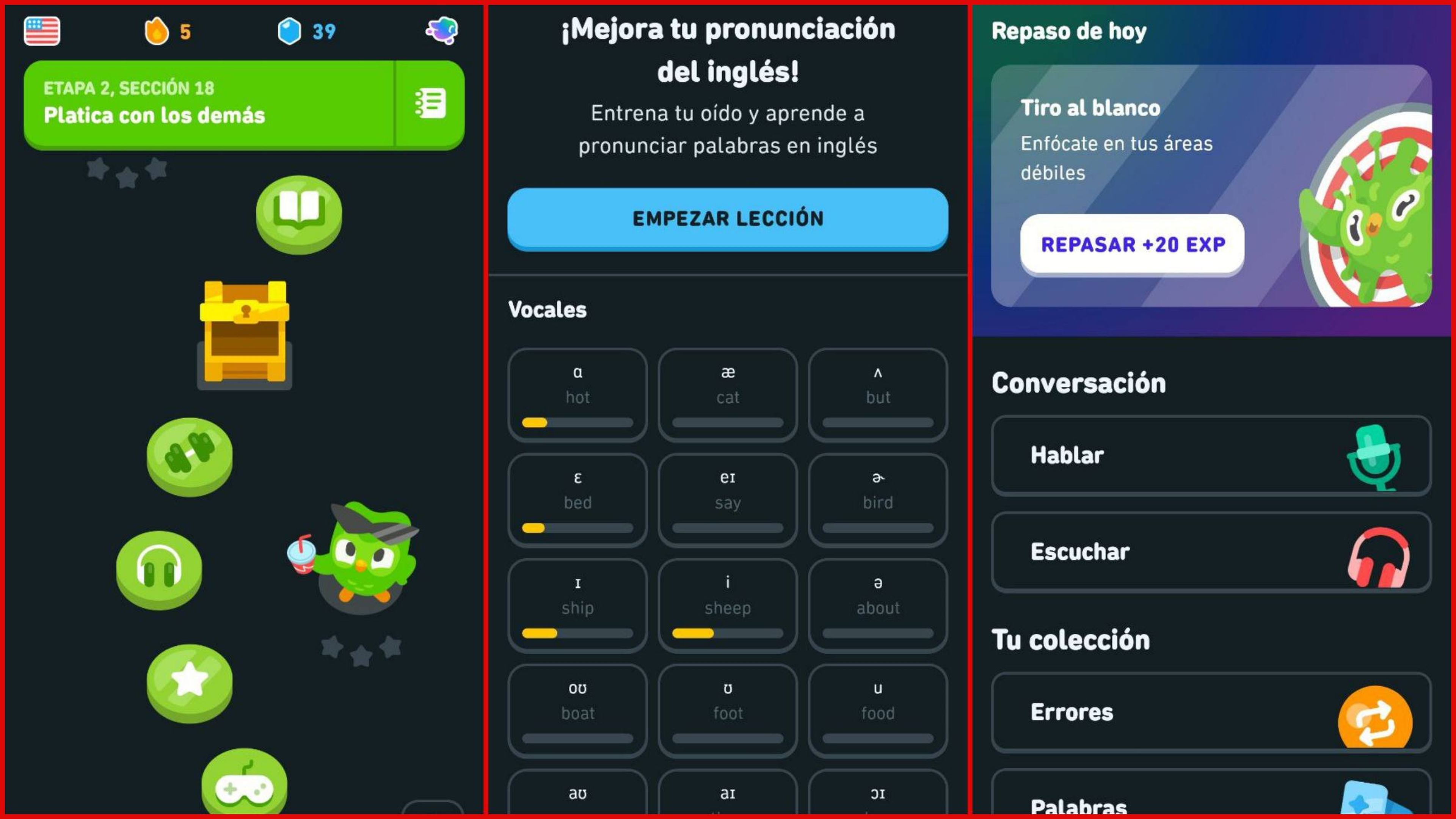 Lecciones sencillas en Duolingo