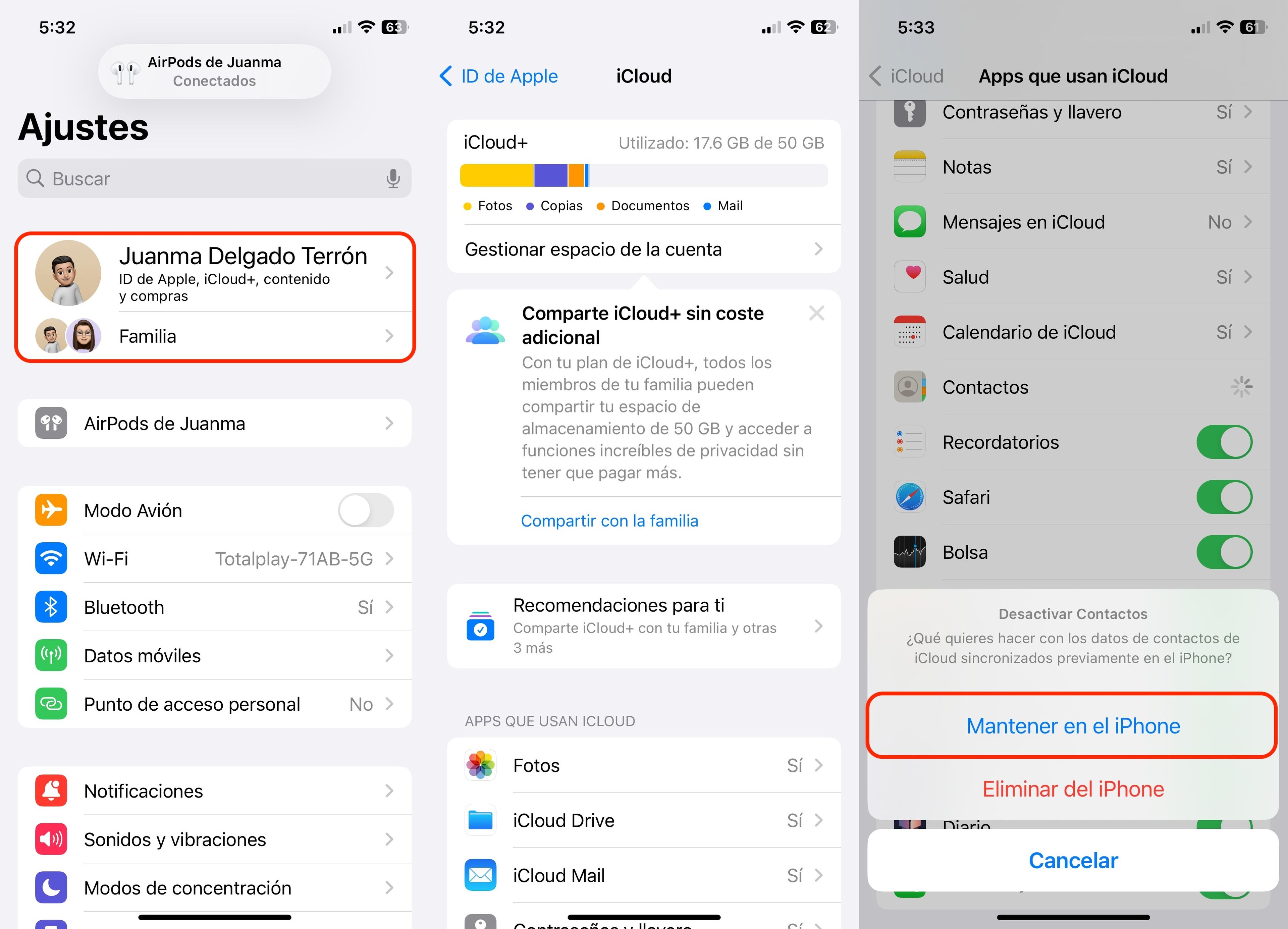 Pasos para restaurar contactos borrados desde iCloud