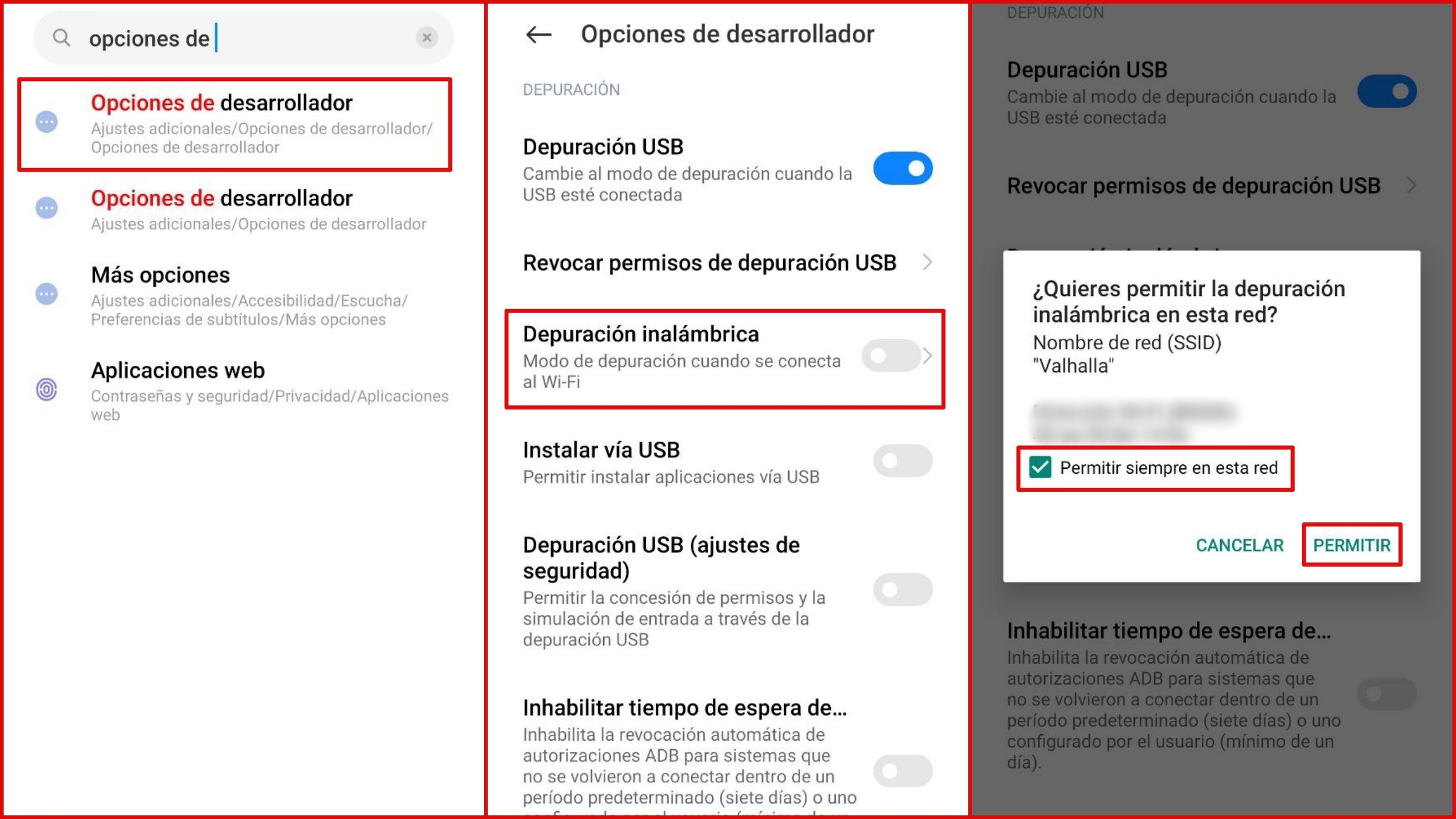 Depuración inalámbrica en Android