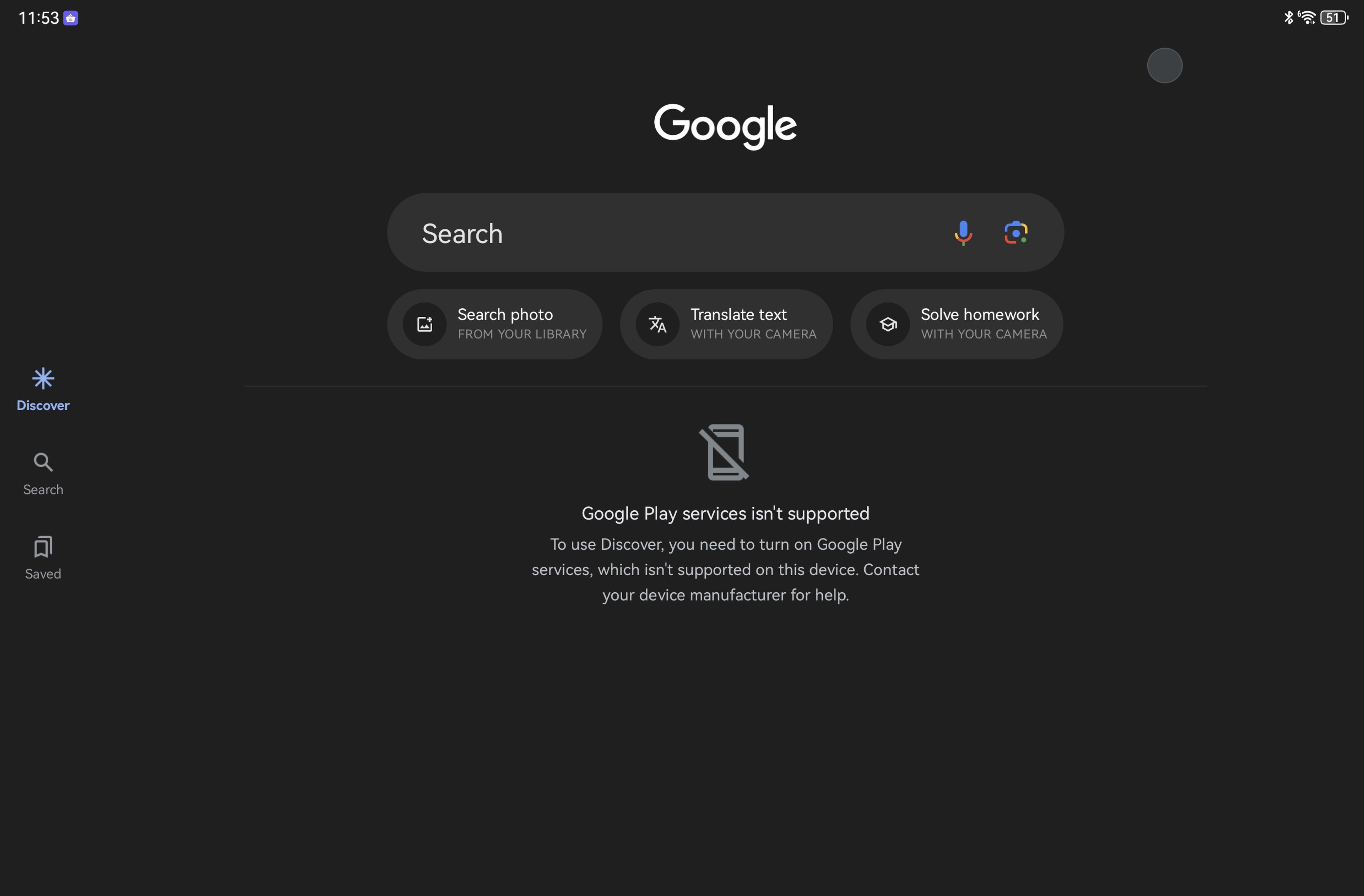 Error message services not available Google Aurora Store Huawei