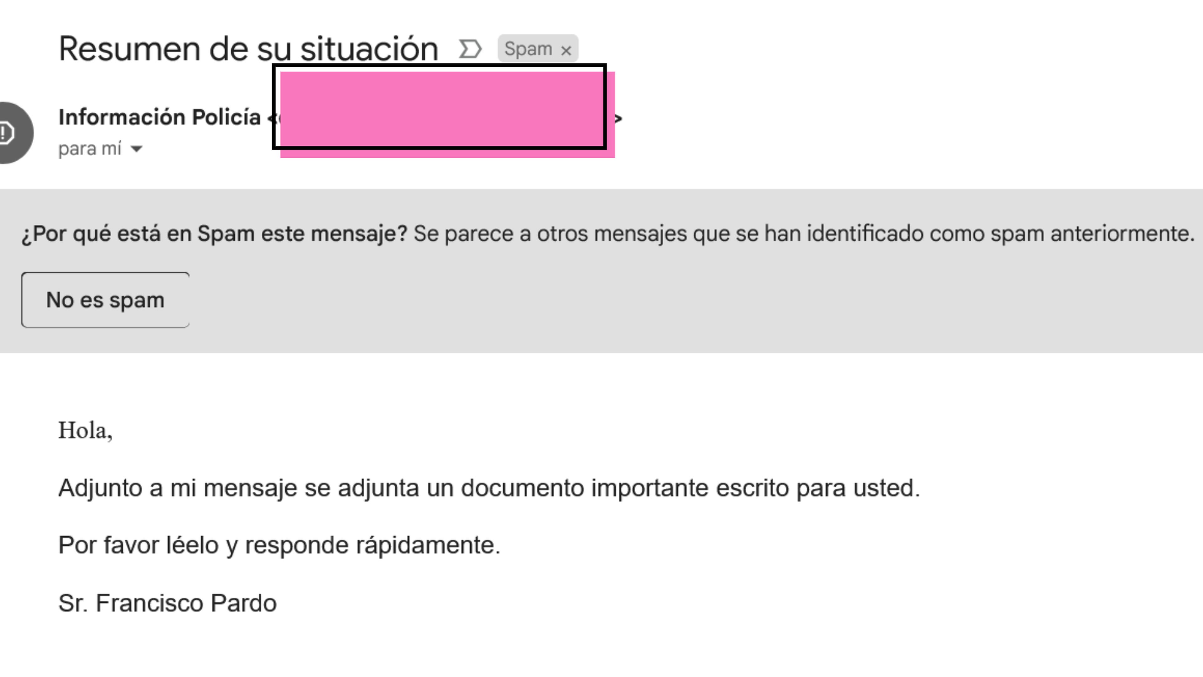 Phishing Policía Nacional