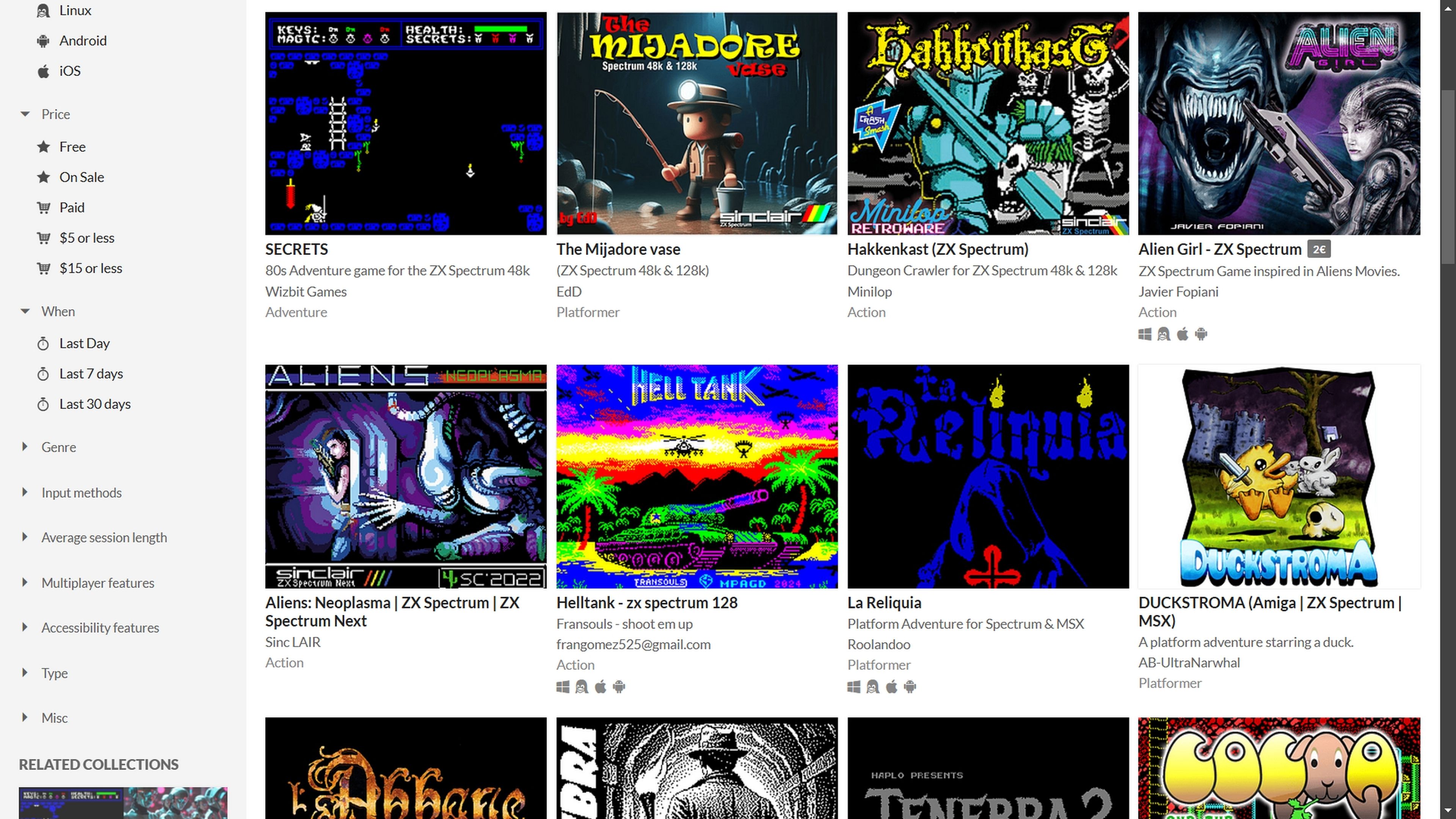 ZX Spectrum Game Store