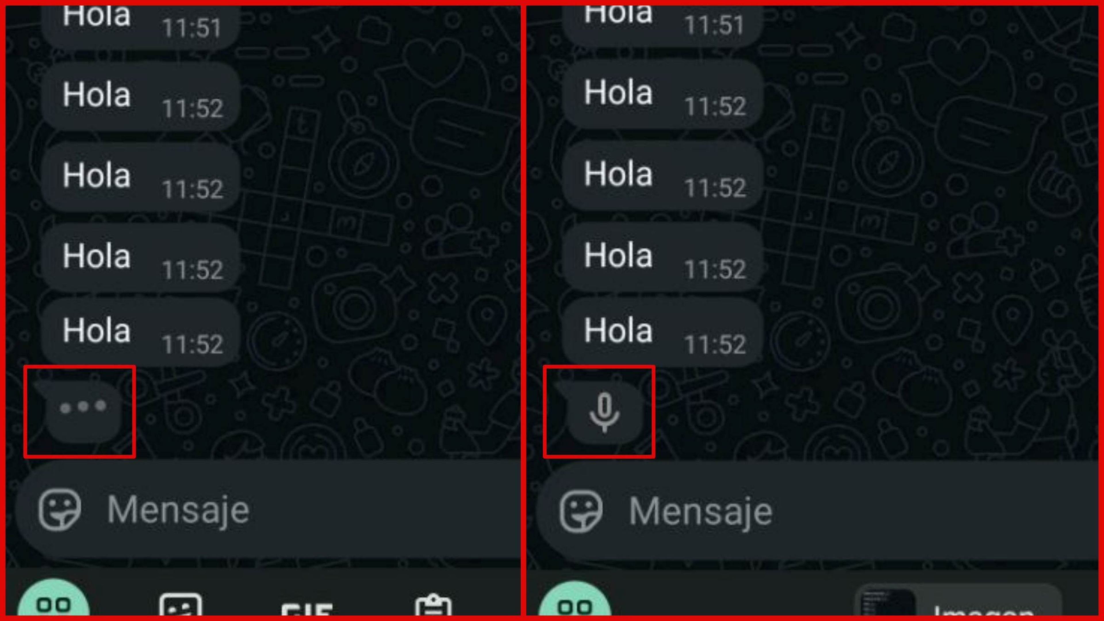 Iconos micrófono y escribiendo de WhatsApp