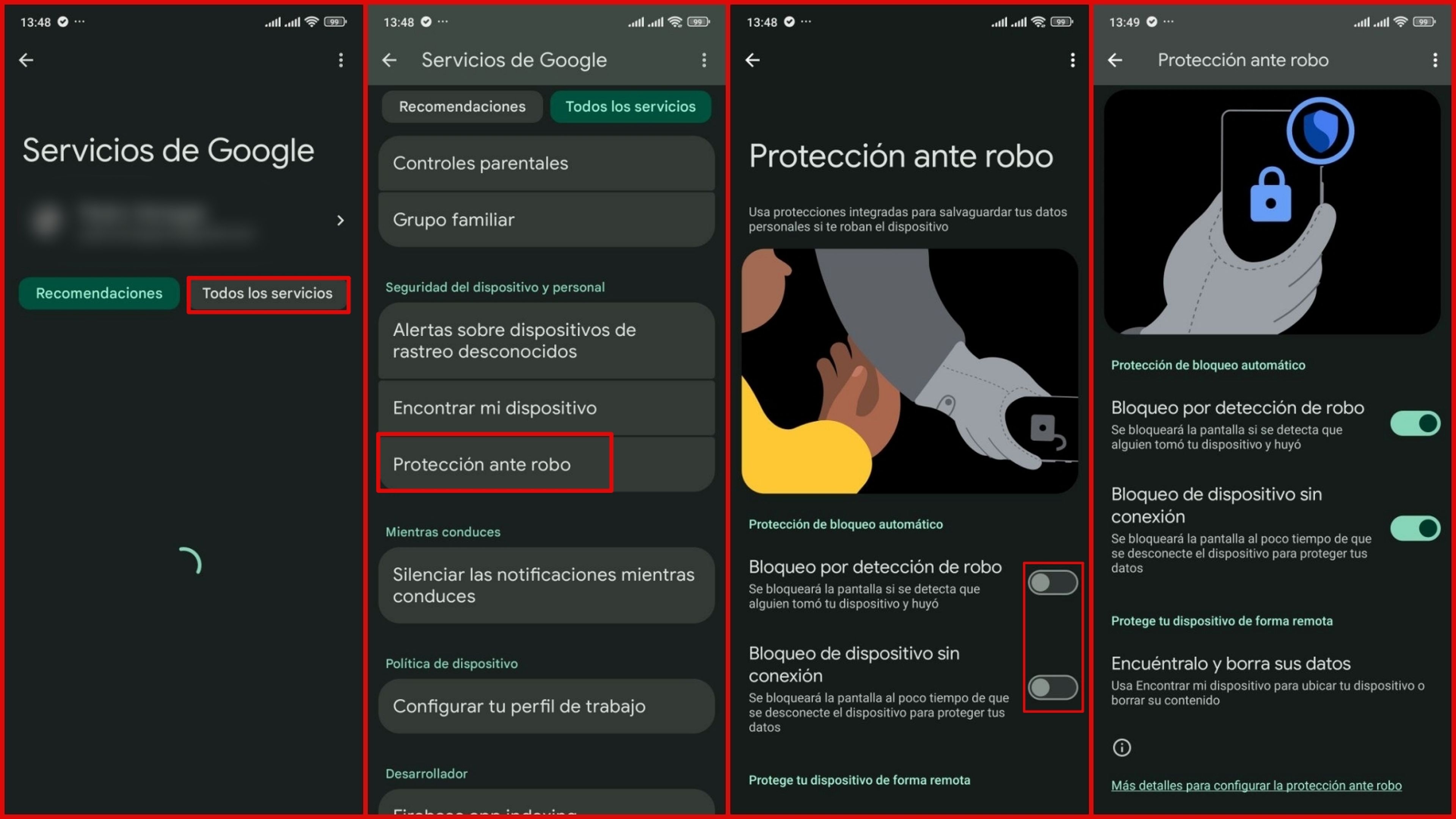 Como activar la protección antirrobo de Android