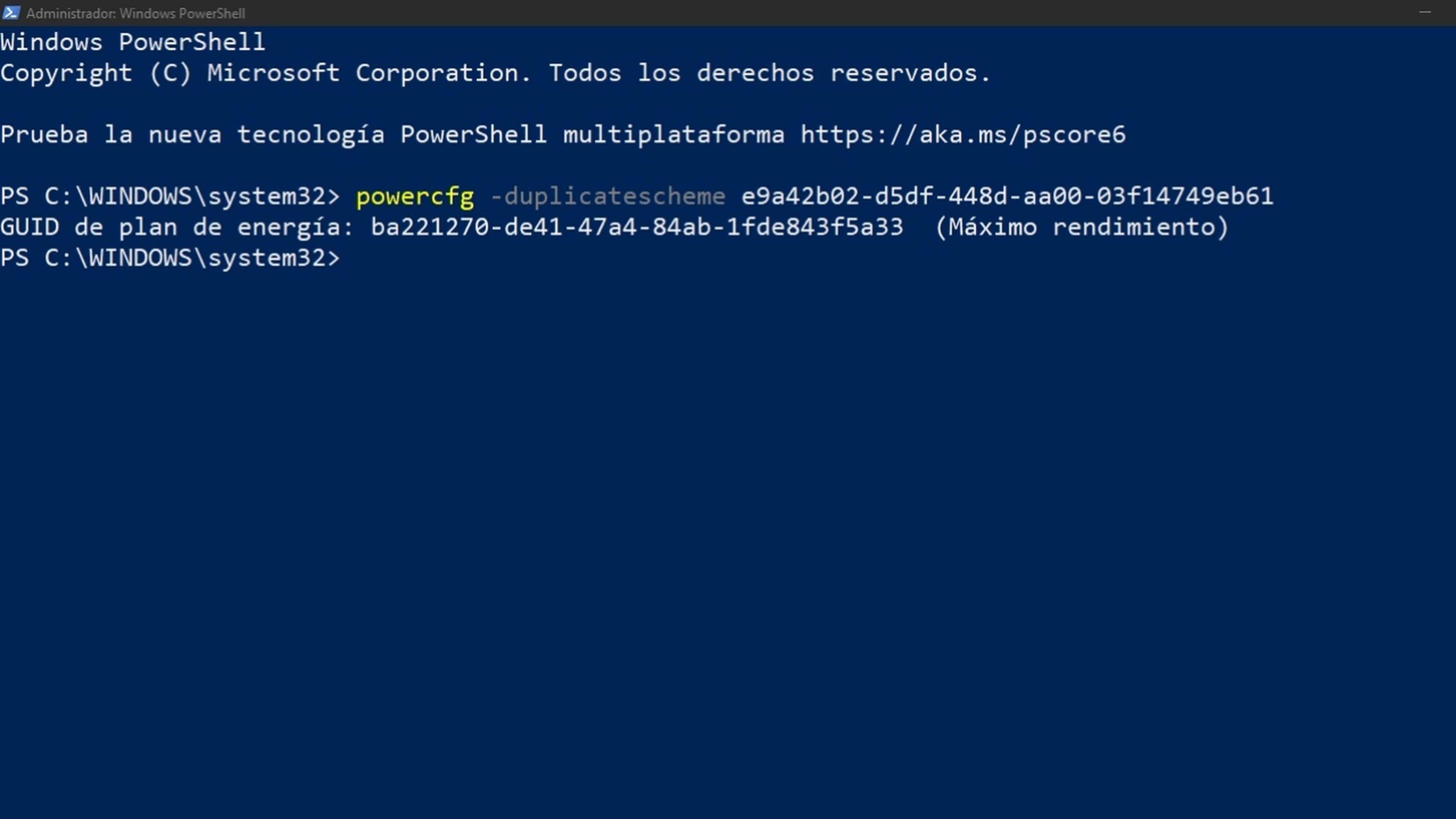 Este modo oculto de Windows mejora el rendimiento de forma permanente al instante: es ideal para los PC más antiguos 6 Modo de Energía en Windows PowerShell